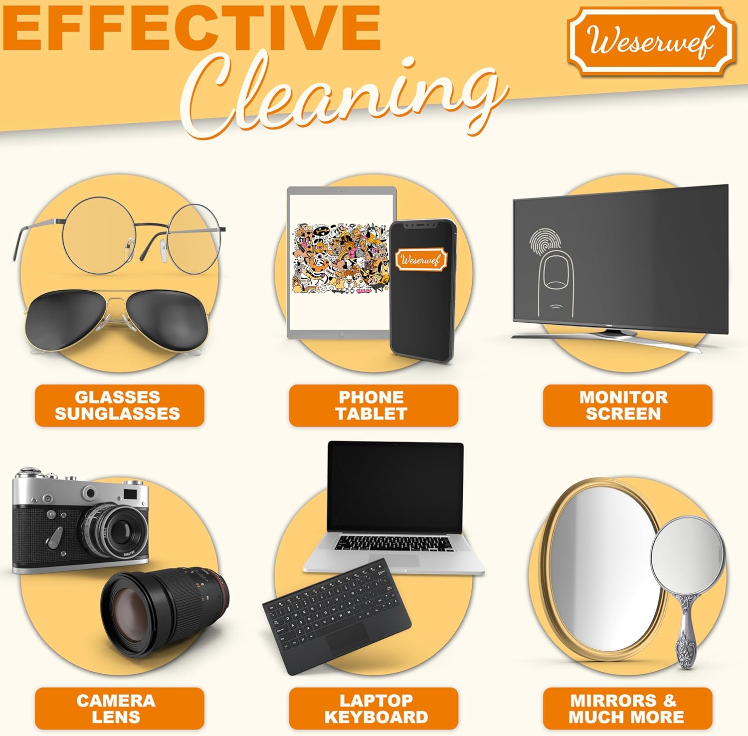 WESERWEF Design Microfiber Glasses Cleaning Cloth – Premium Cleaning Cloth for Eyeglasses, Screens
