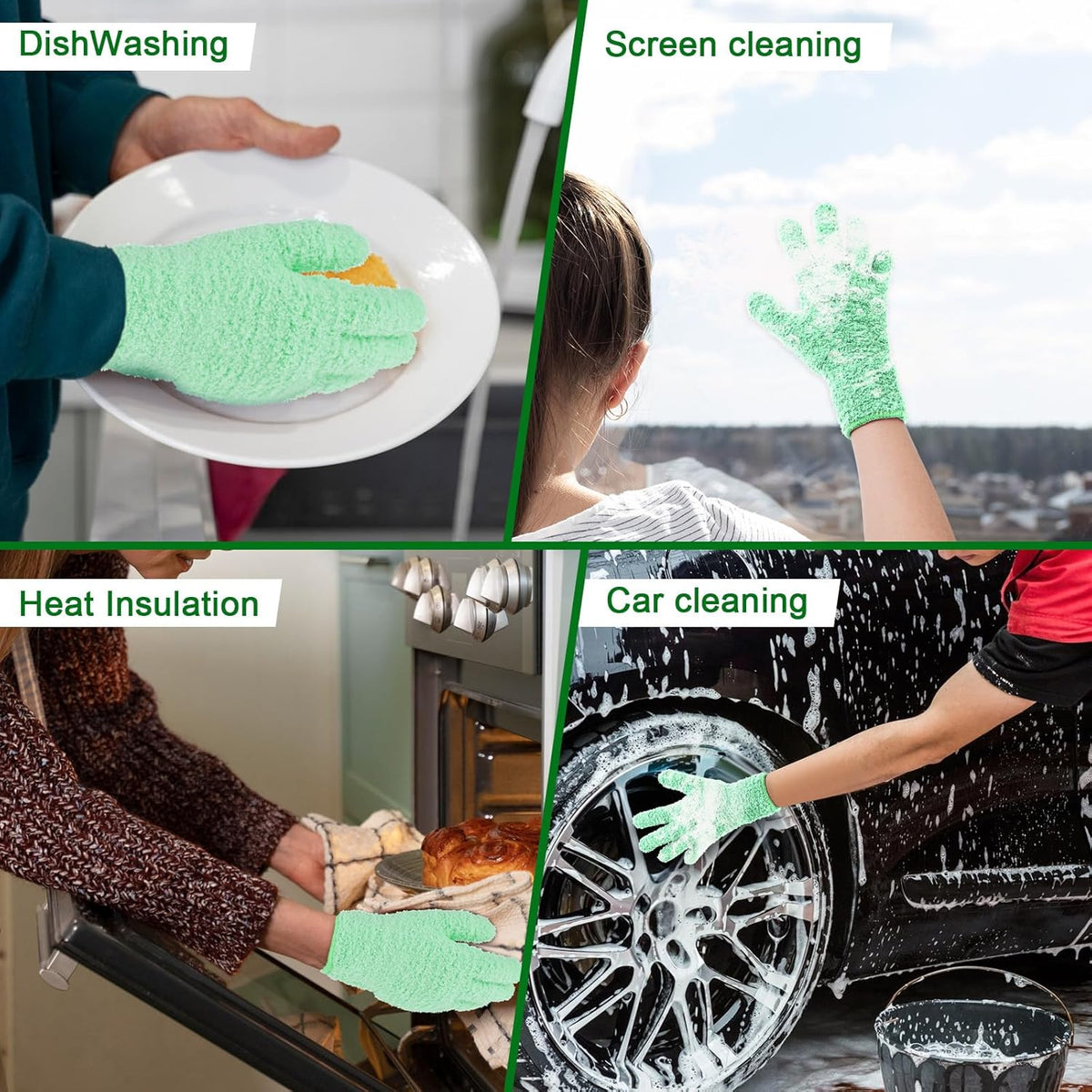 Plant Dusting Gloves, Microfiber Dusters for Cleaning Kitchen Indoor Mitt for House Use Desk Window