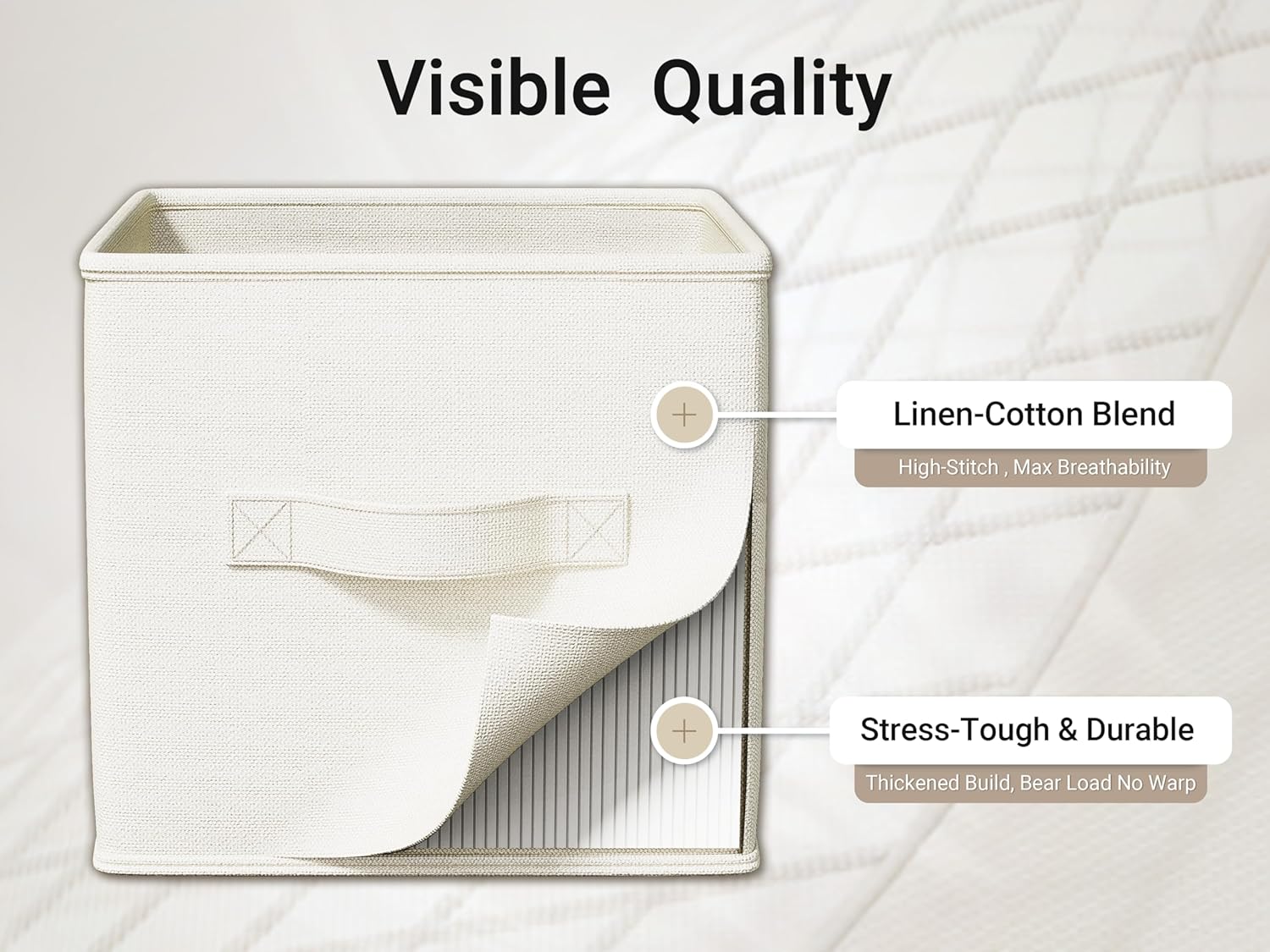 4 Pack Foldable Fabric Closet Storage Bins, 11Inch Organizer Cubes with Handles, Linen Storage