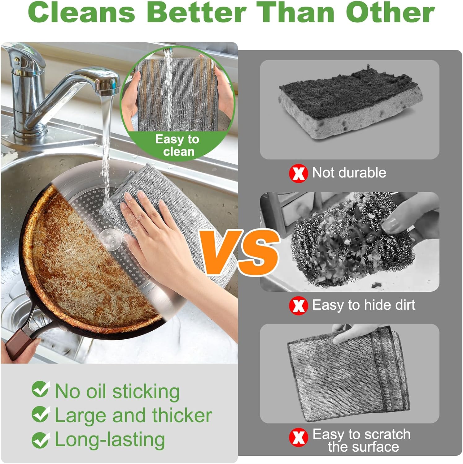 10 Counts Multipurpose Wire Dishwashing Rag,Non Scratch Wire Dishcloth,Microfiber Miracle Cleaning