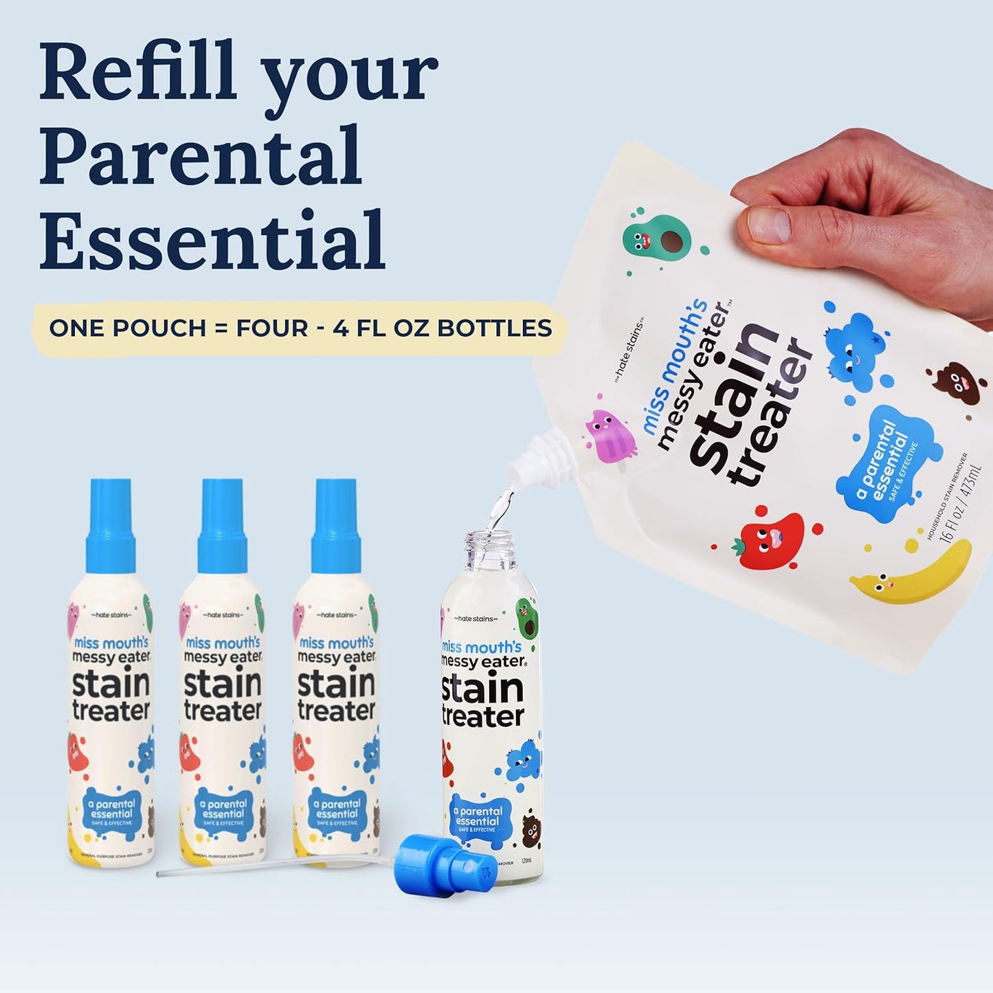 Miss Mouth’s Messy Eater Stain Treater Refill Ready Kit - 2 Pack Stain Remover Spray and 16oz