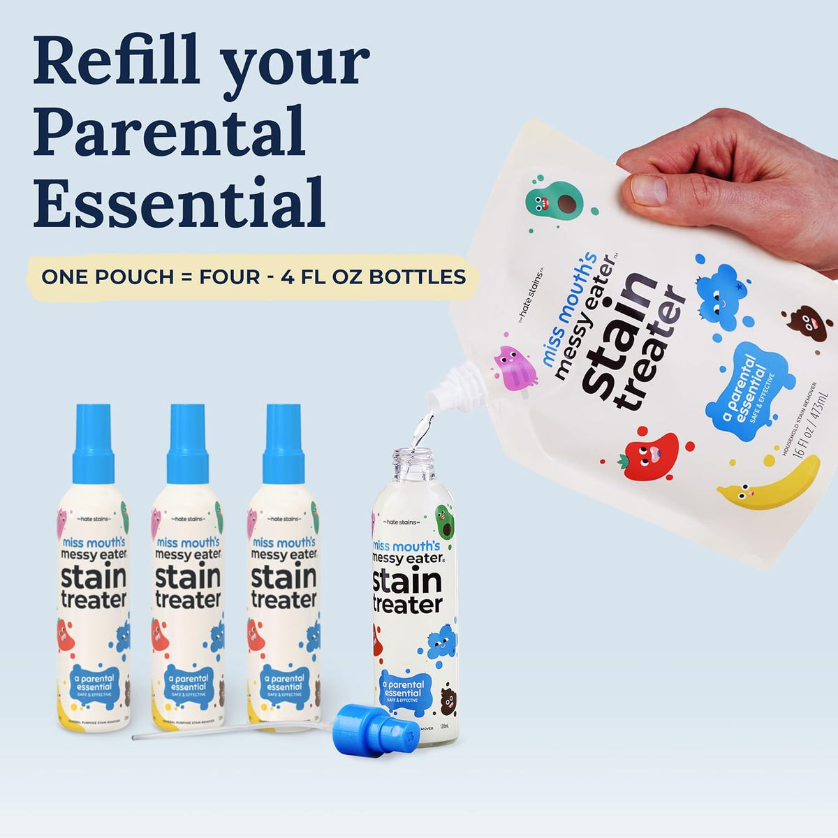 Miss Mouth’s Messy Eater Stain Treater Refill Ready Kit - 2 Pack Stain Remover Spray and 16oz