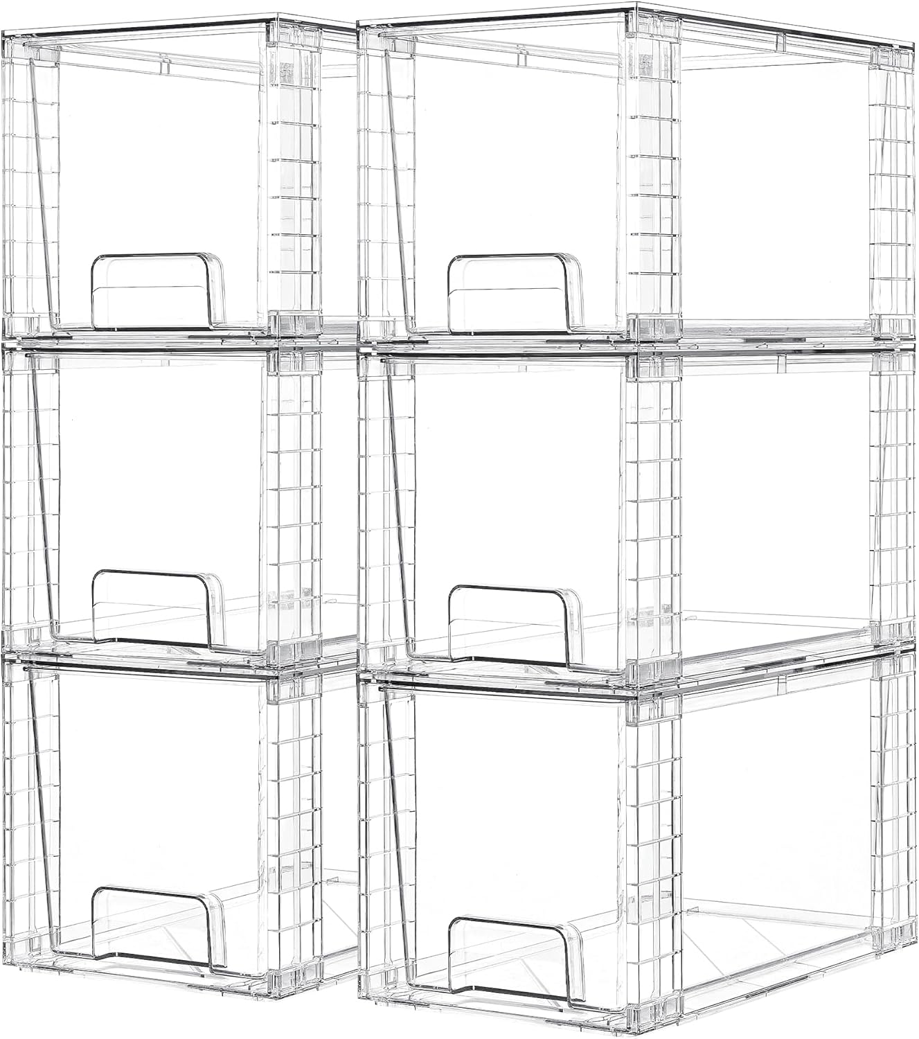 Vtopmart 6 Pack Large Stackable Storage Drawers,Easily Assemble Acrylic Bathroom Closet Undersink