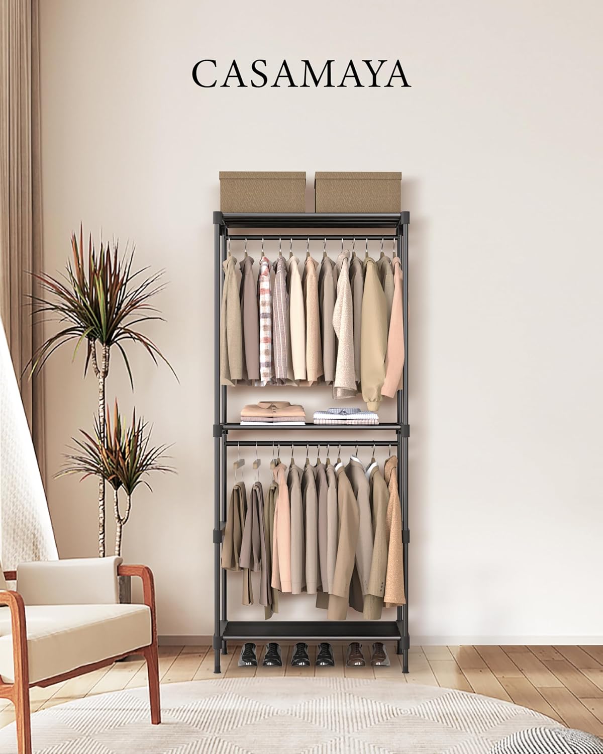 Clothes Rack, Portable Closet, 27.6 Inch Wardrobe Closet, Clothes Storage Organizer with Shelves
