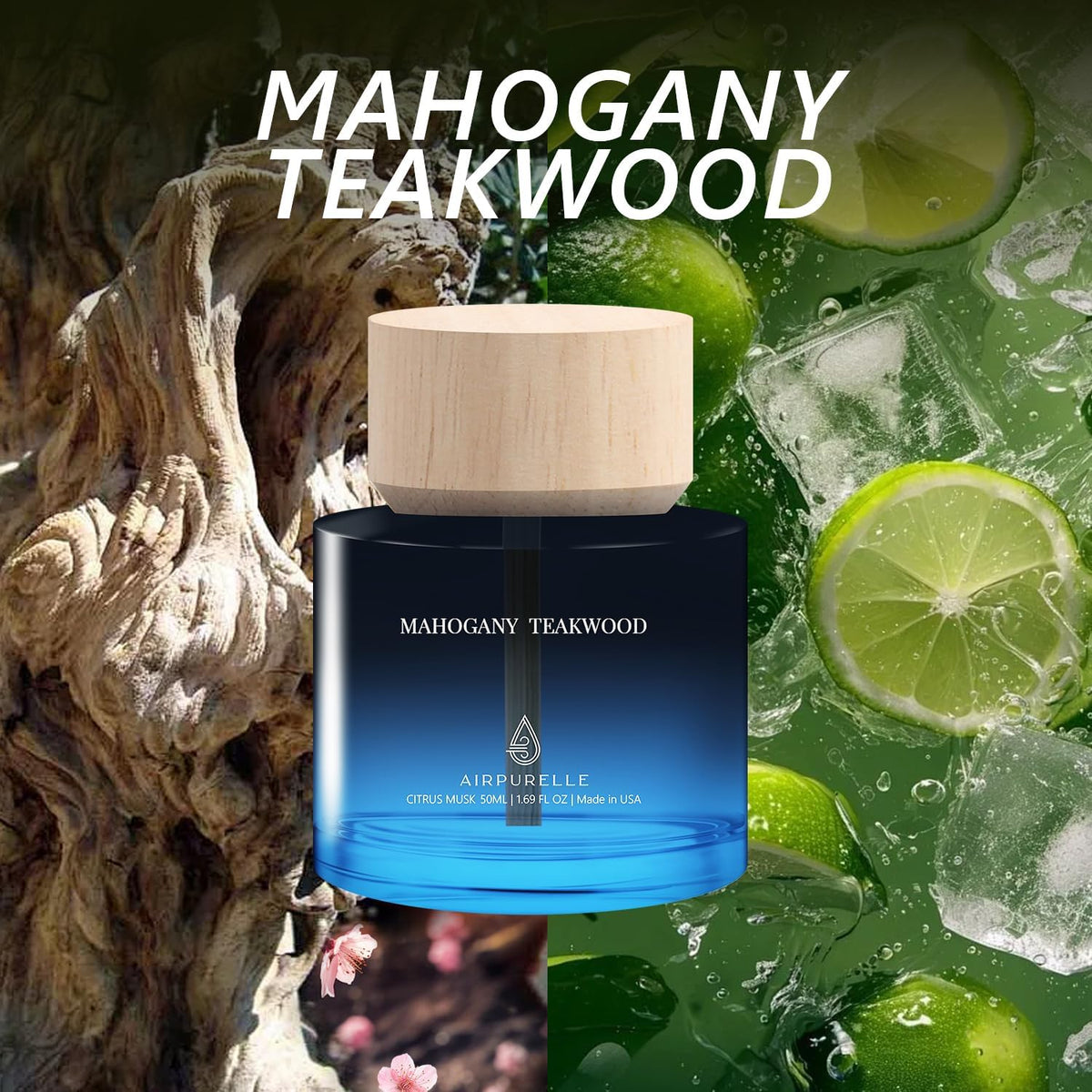 Car Air Freshener for Men & Women – Long-Lasting Mahogany Teakwood Essential Oil Diffuser for Car