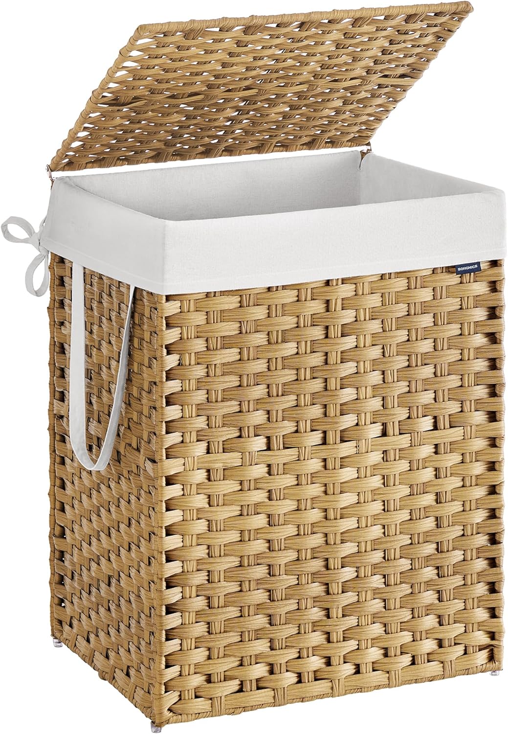 SONGMICS Laundry Hamper with Lid, 29.1 Gallon (110 L) Synthetic Rattan Clothes Laundry Basket with