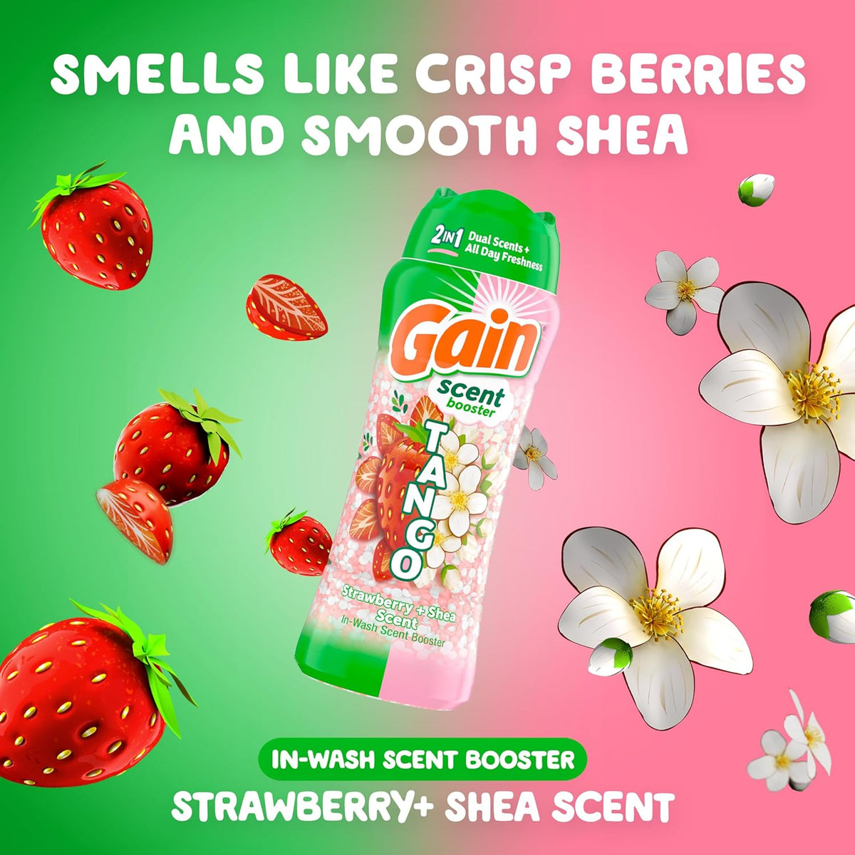 Gain Tango 2-in-1 Laundry Scent Booster Beads, Strawberry and Shea Scent, 21.1 oz, Laundry Beads