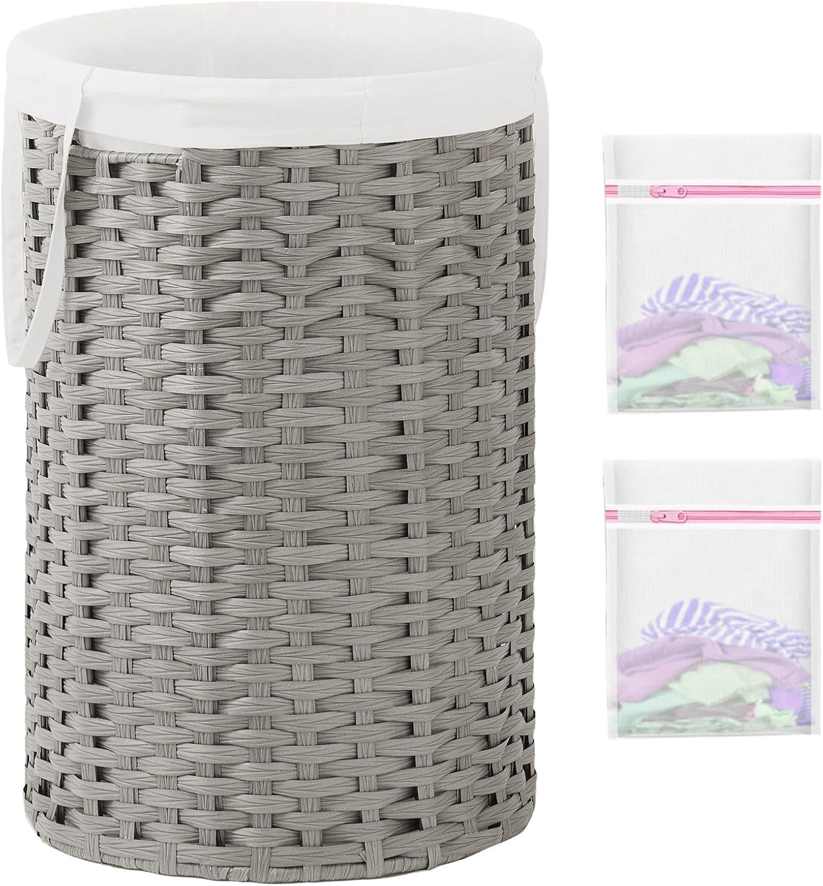 34.3 Gal (130 L) Large Laundry Hamper Laundry Basket Round Handwoven Wicker Laundry Baskets Rattan