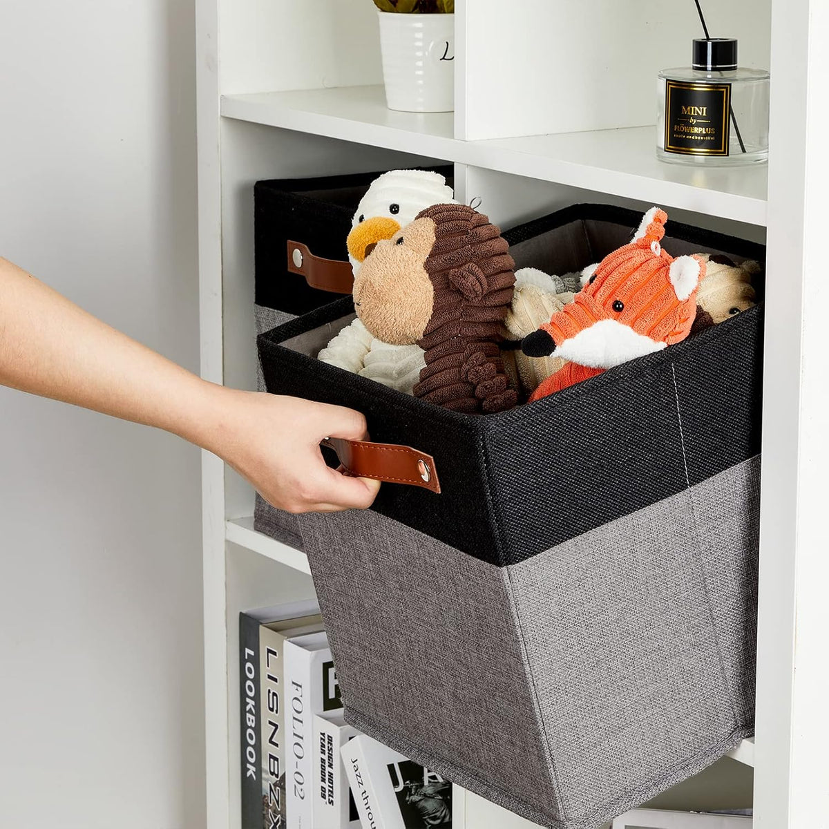 DULLEMELO 11x11 Storage Cubes, Collapsible Sturdy Cube Storage Bins With Handles for