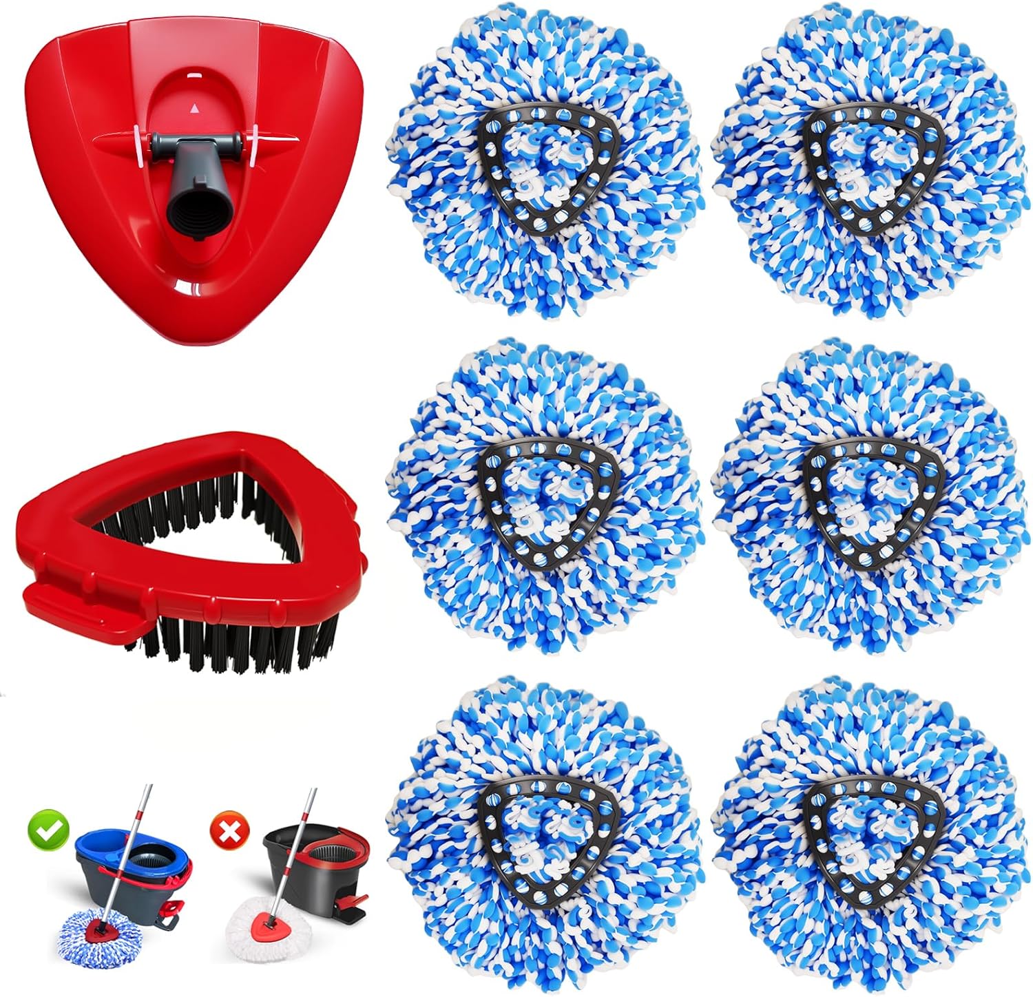 8-Pack Reusable Mop Head Replacement for O Cedar RinseClean 2-Tank System, Microfiber Spin Mop