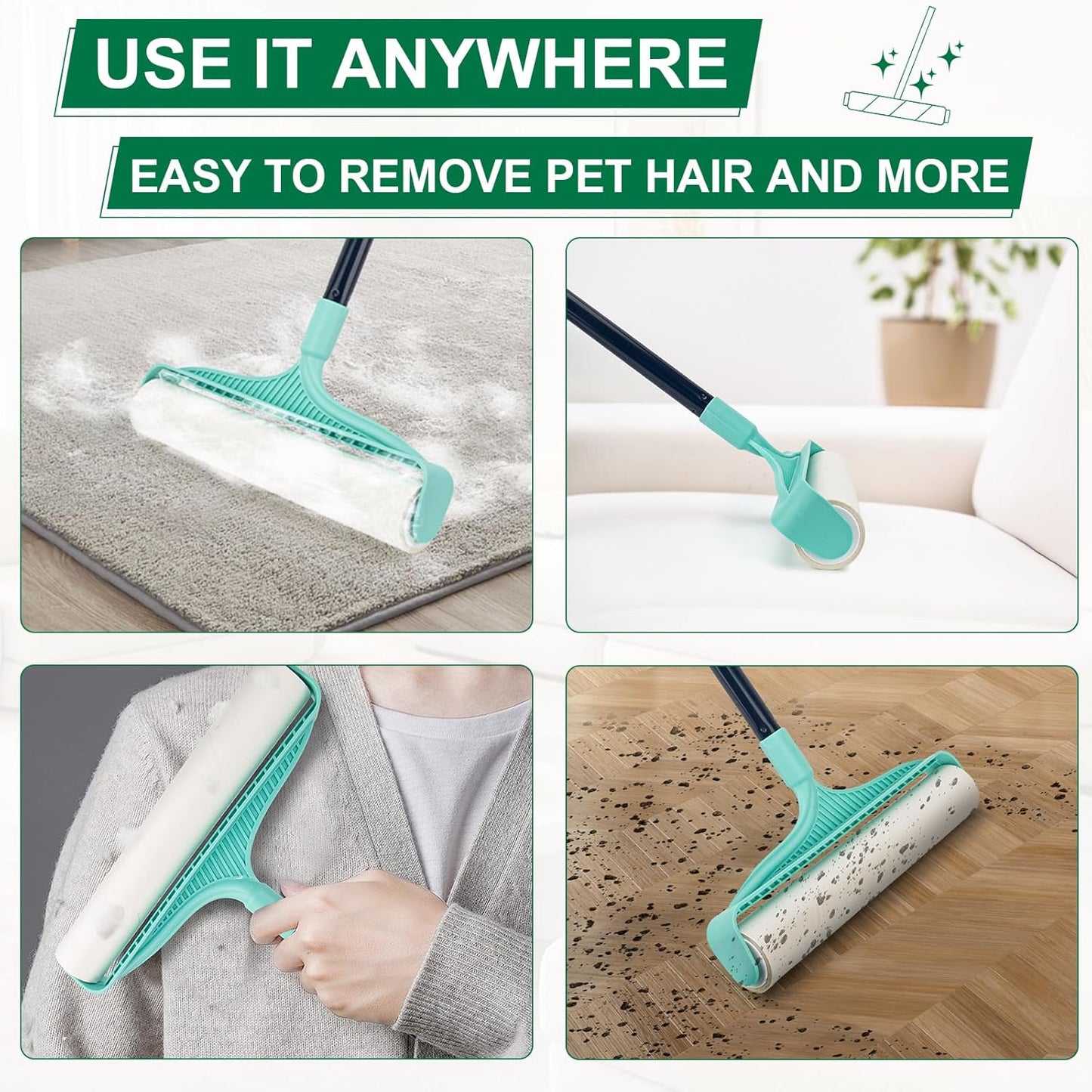 KeFanta Large Lint Rollers for Pet Hair Extra Sticky, 11.8" Wide Giant Lint Roller with 53" Long