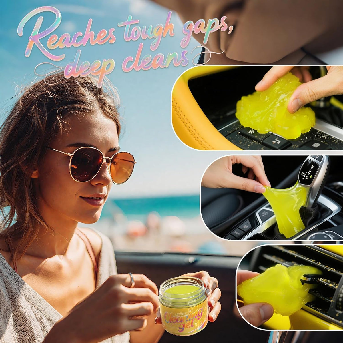ASFSKY Car Cleaning Gel (Yellow,Lemon) Cleaning Putty Universal Dust Cleaning Car Interior Cleaner