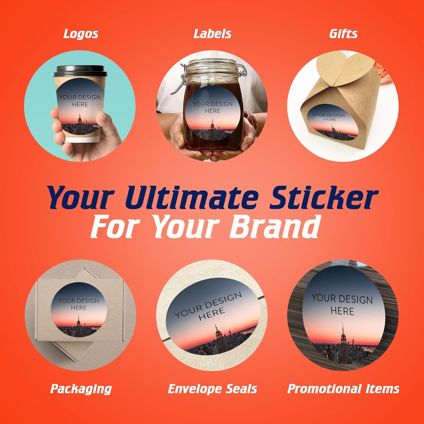100 Custom Vinyl Stickers - Upload Your own Image, Text, Design, Logo - Personalized Logo Labels