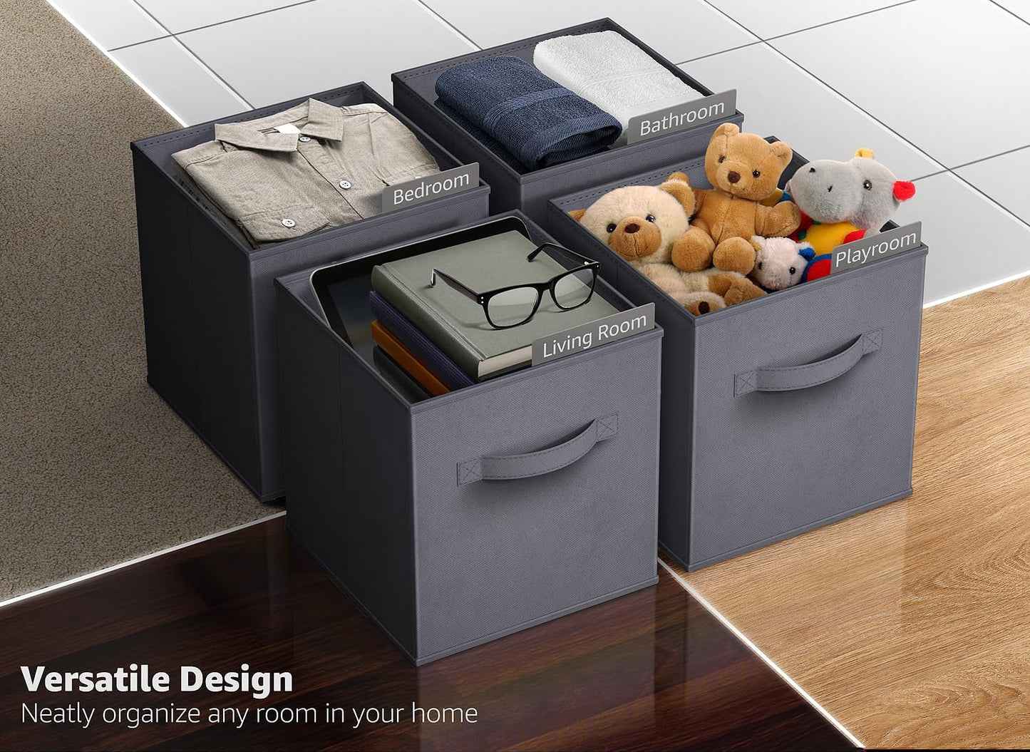 Sorbus Fabric Storage Cubes - 8 Foldable Storage Bins for Organizing Pantry, Cubbies, Toy Box