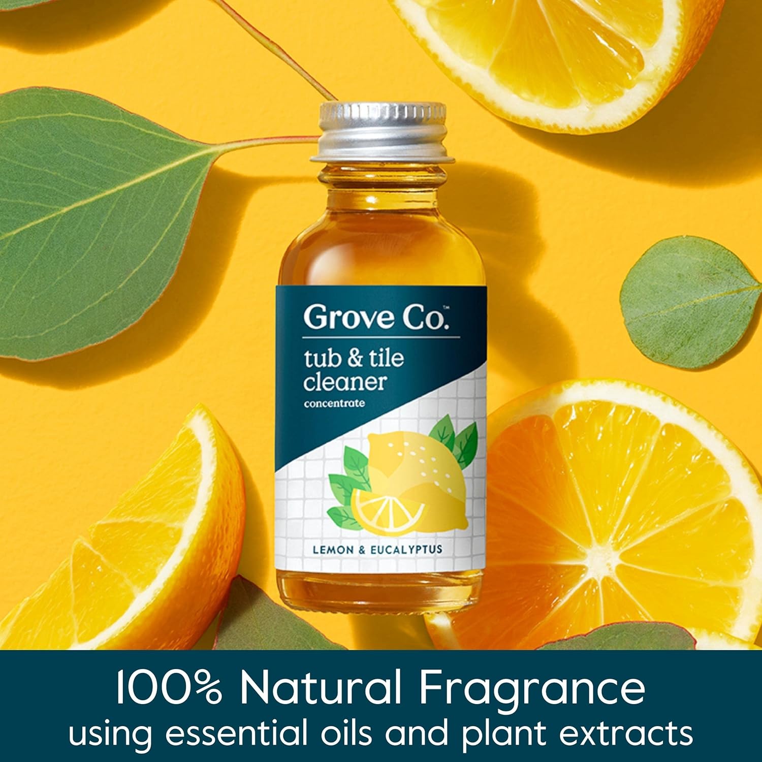 Grove Co. Tub and Tile Cleaner Refill Concentrate (2 x 1 Fl Oz) + 1 x Reusable Glass Spray Bottle