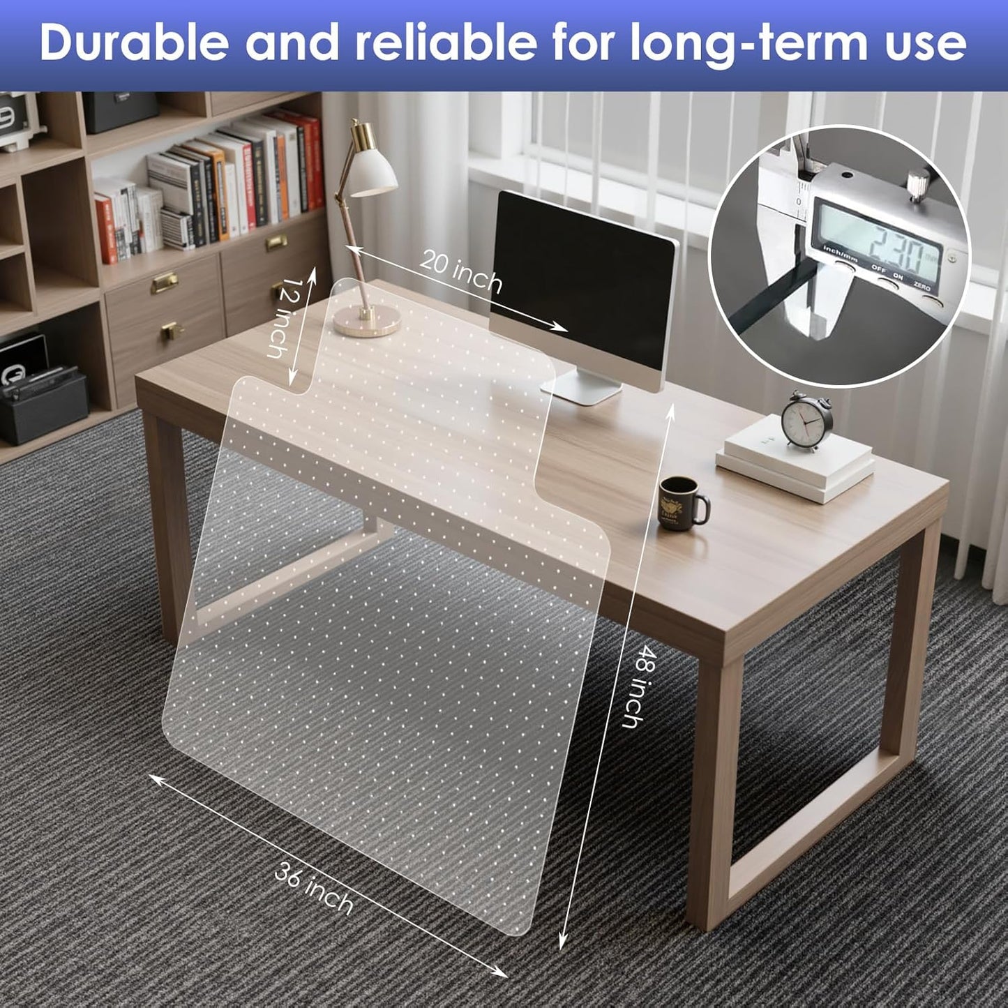 Kuyal Office Chair Mat for Carpet, 2 Pack 36x48 Clear Heavy Duty Computer Chair Mat with Lip, Under