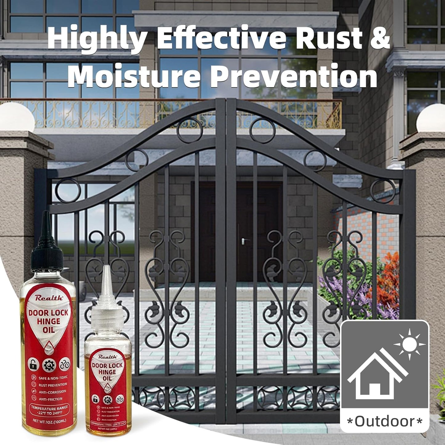 Realth Garage Door Lubricant -Lock Lubricant Keyhole, Great for Squeaky Hinges,Chains
