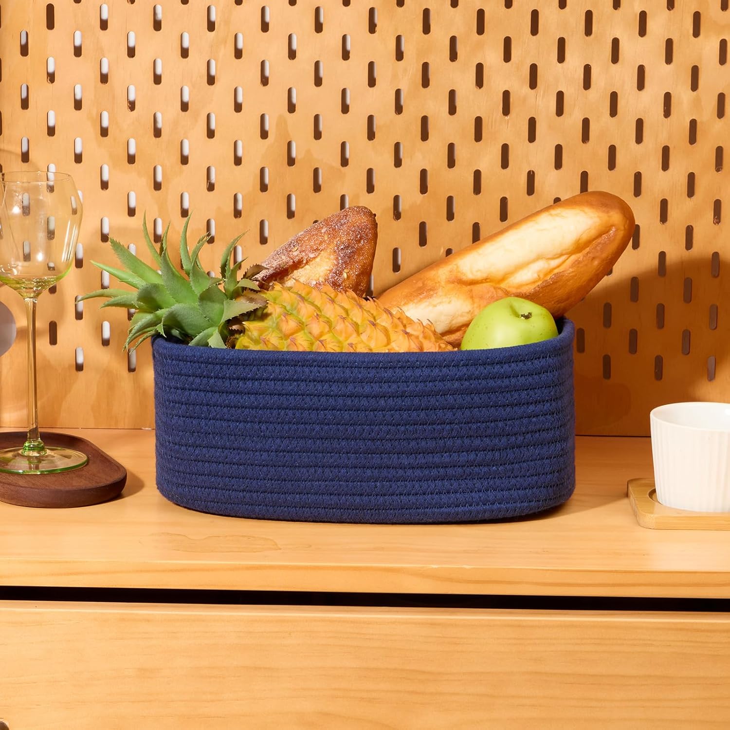 Small Storage Baskets for Organizing | Closet Organizer Bins | Shelf Toy Basket | Woven Rope