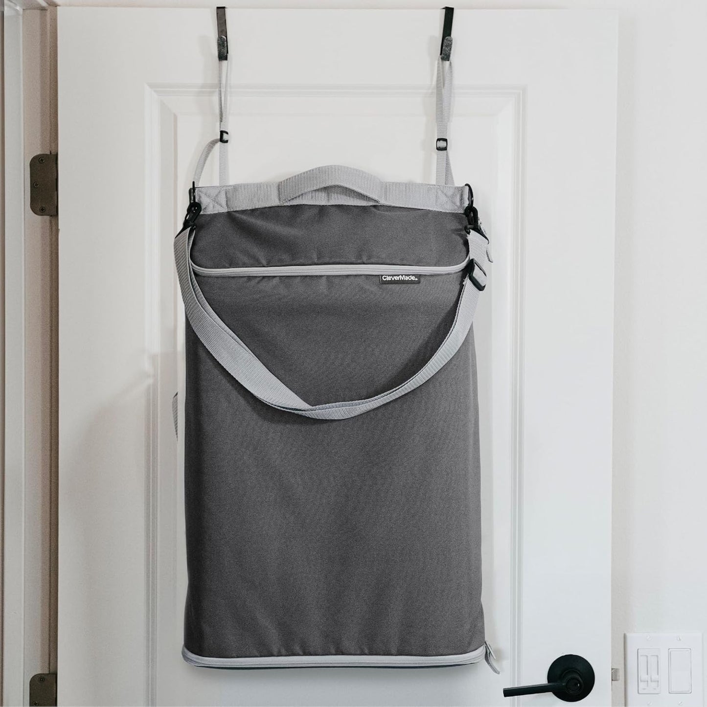 CleverMade Convertible Laundry Hamper Bag - Shadow Gray Stone holds 21.5L / 20 lbs 1 Compartment
