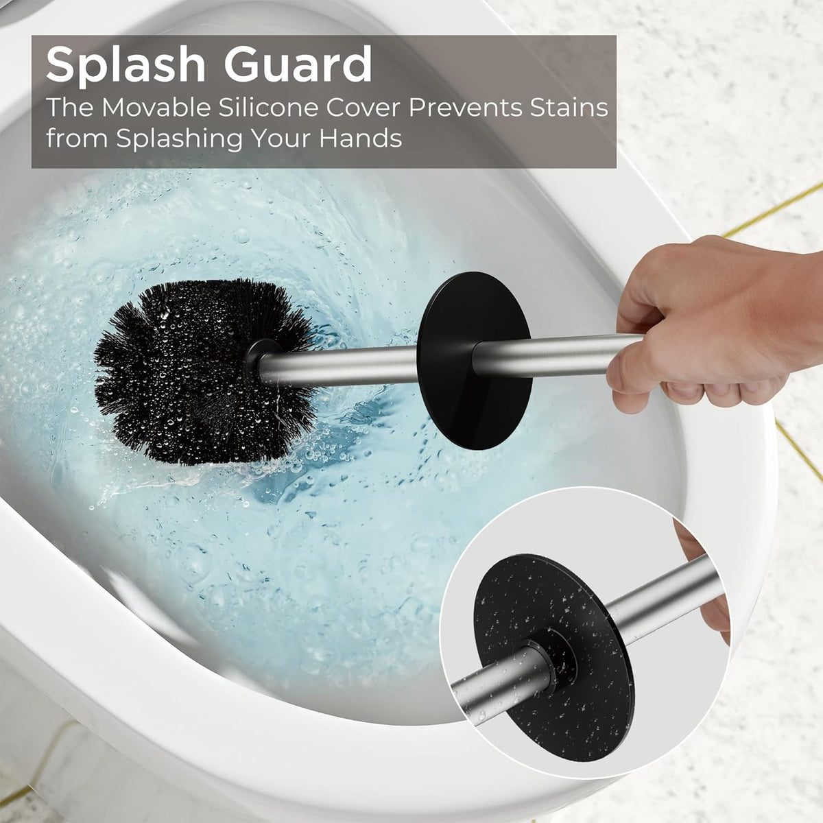 Toilet Brush and Holder Set, Toilet Bowl Brush with Heavy Duty 304 Stainless Steel Base and Extra