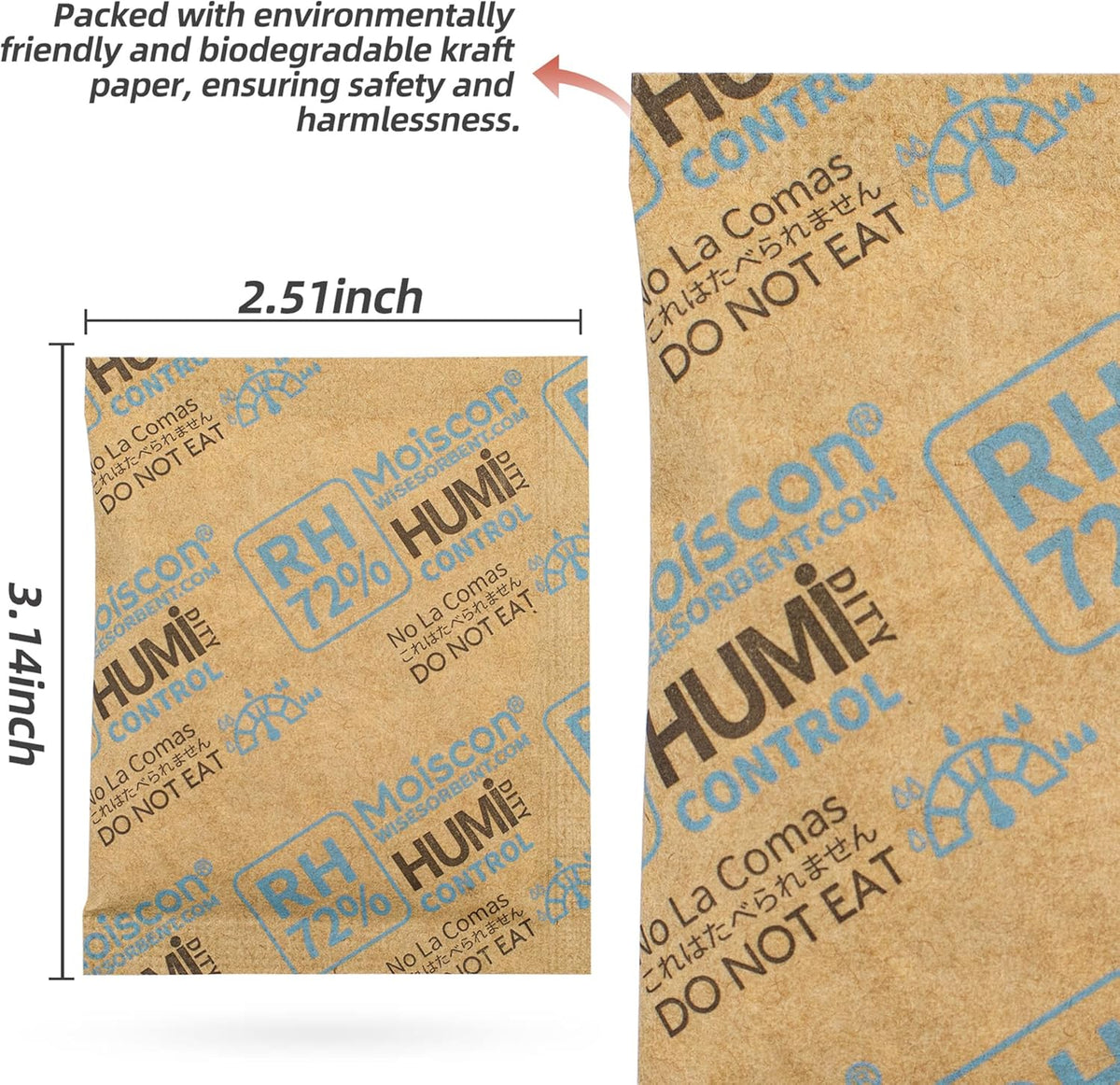 72% Two-Way Humidity Control Packs- 8 Gram Moisture Absorbers for Herbs, Wood Humidifier Boxes