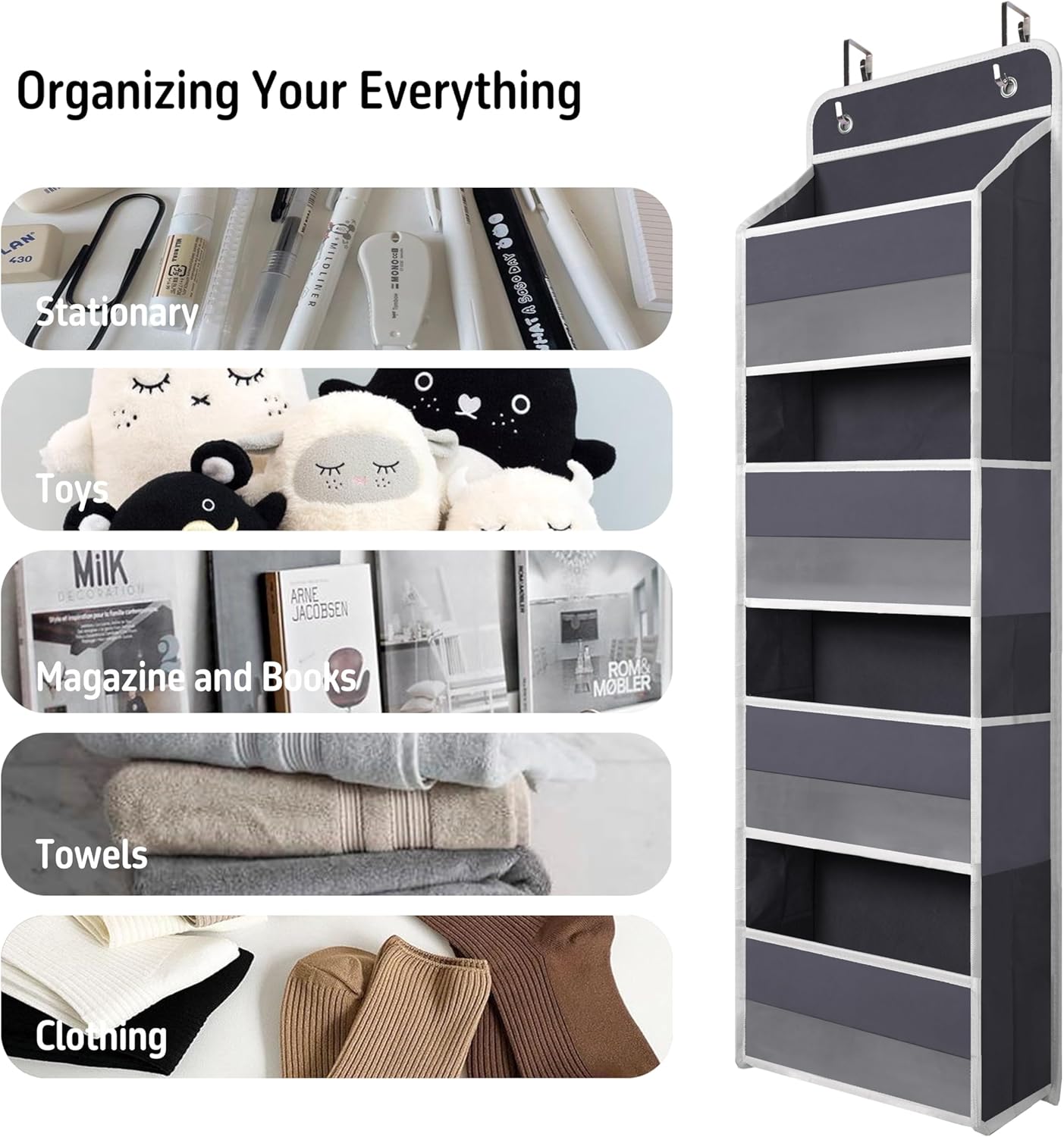 Over The Door Hanging Organizer with 4 Large Pockets – Closet, Bathroom, Nursery, Bedroom, Dorm