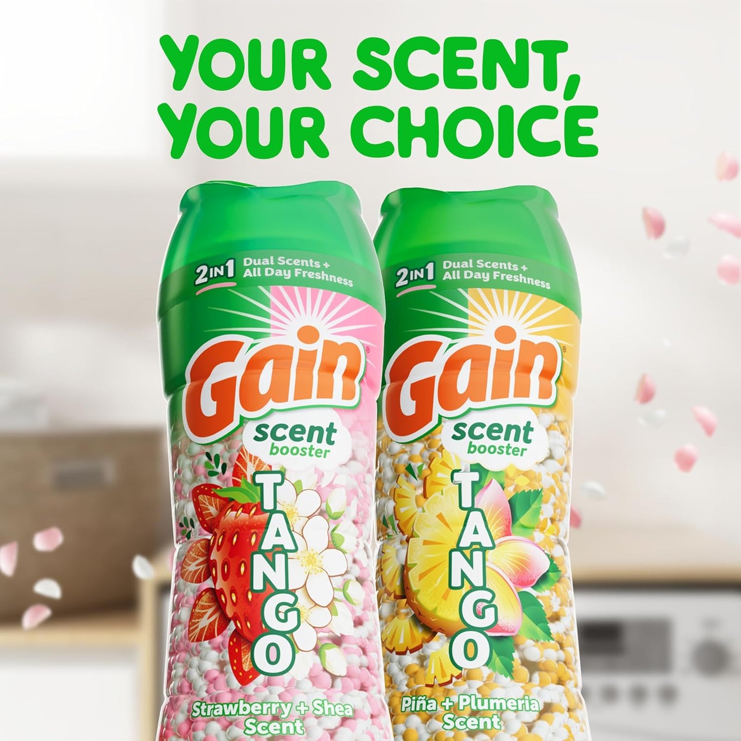 Gain Tango 2-in-1 Laundry Scent Booster Beads, Strawberry and Shea Scent, 10.7 oz, Laundry Beads