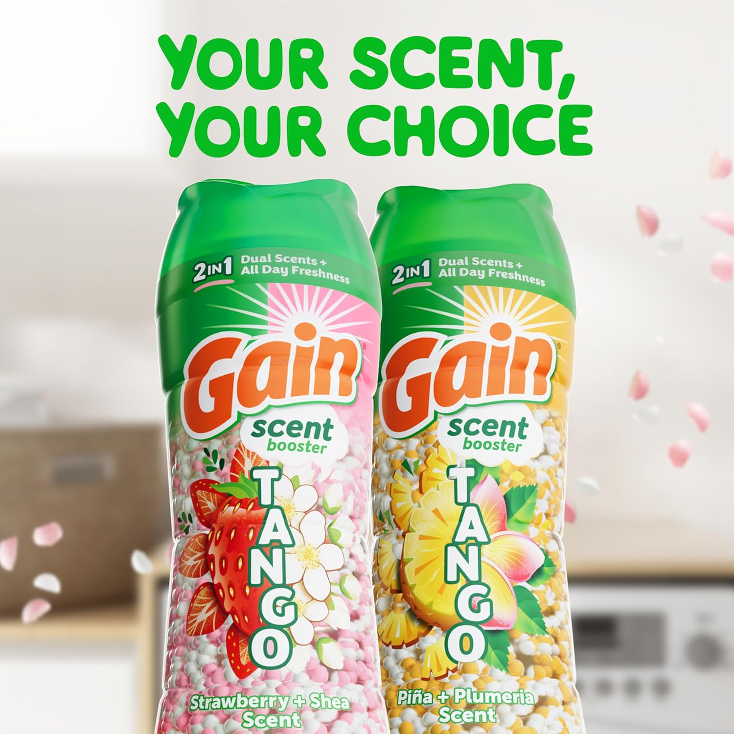 Gain Tango 2-in-1 Laundry Scent Booster Beads, Strawberry and Shea Scent, 10.7 oz, Laundry Beads