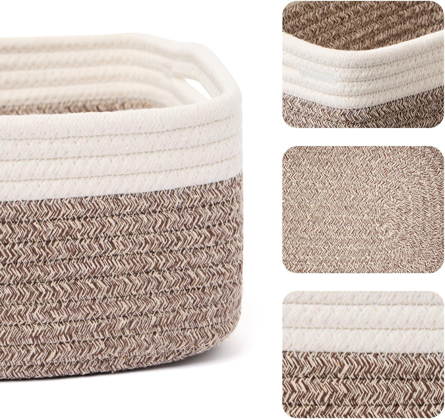 Small Storage Baskets for Organizing | Closet Organizer Bins | Shelf Toy Basket | Woven Rope