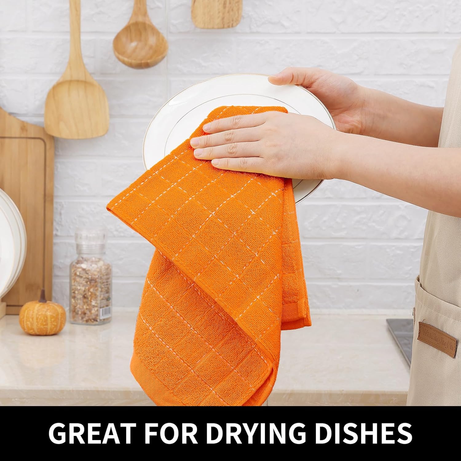Homaxy 100% Cotton Terry Kitchen Dish Cloths, Ultra Soft and Absorbent Dish Towels for Kitchen