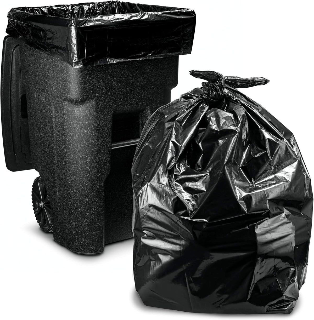 Tasker 65 Gallon Trash Bags Heavy Duty | 50 Count with Ties | Extra Large 64 Gallon Trash Bags for