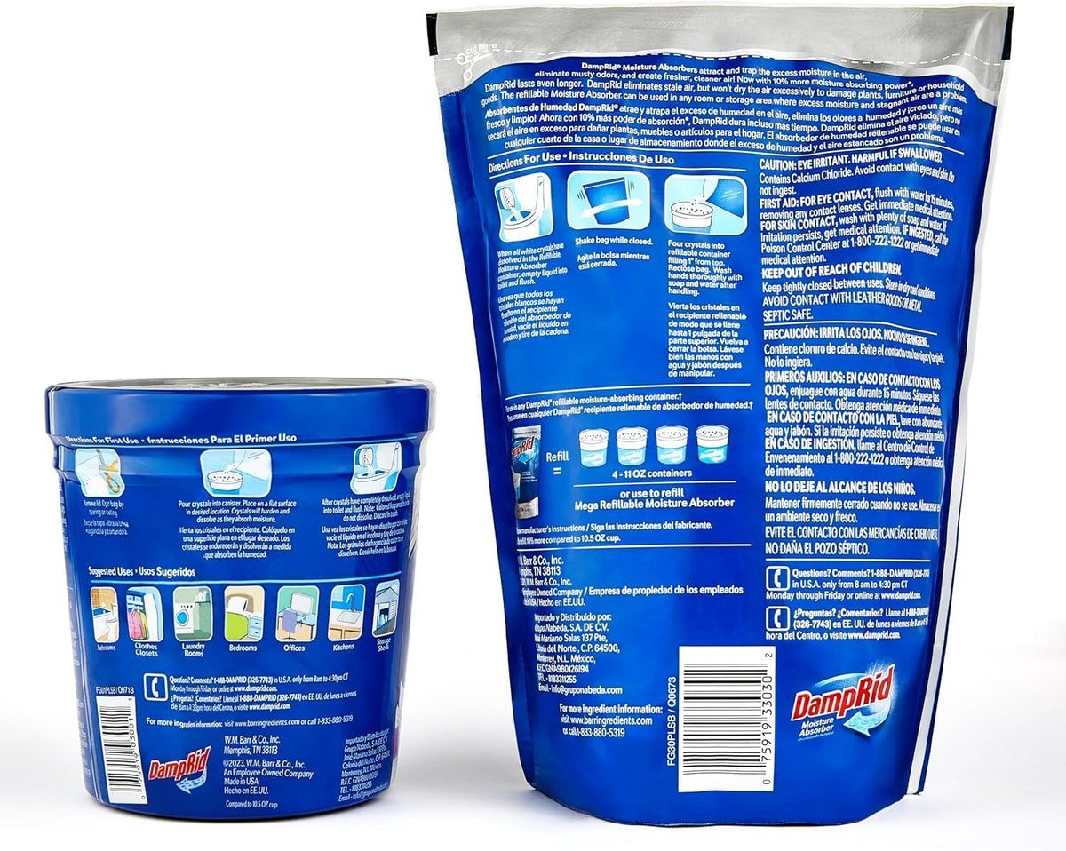 Damp Rid Refillable Moisture Absorber, Includes Single Damp Rid Fresh Scent 11oz. Cup & 44oz.