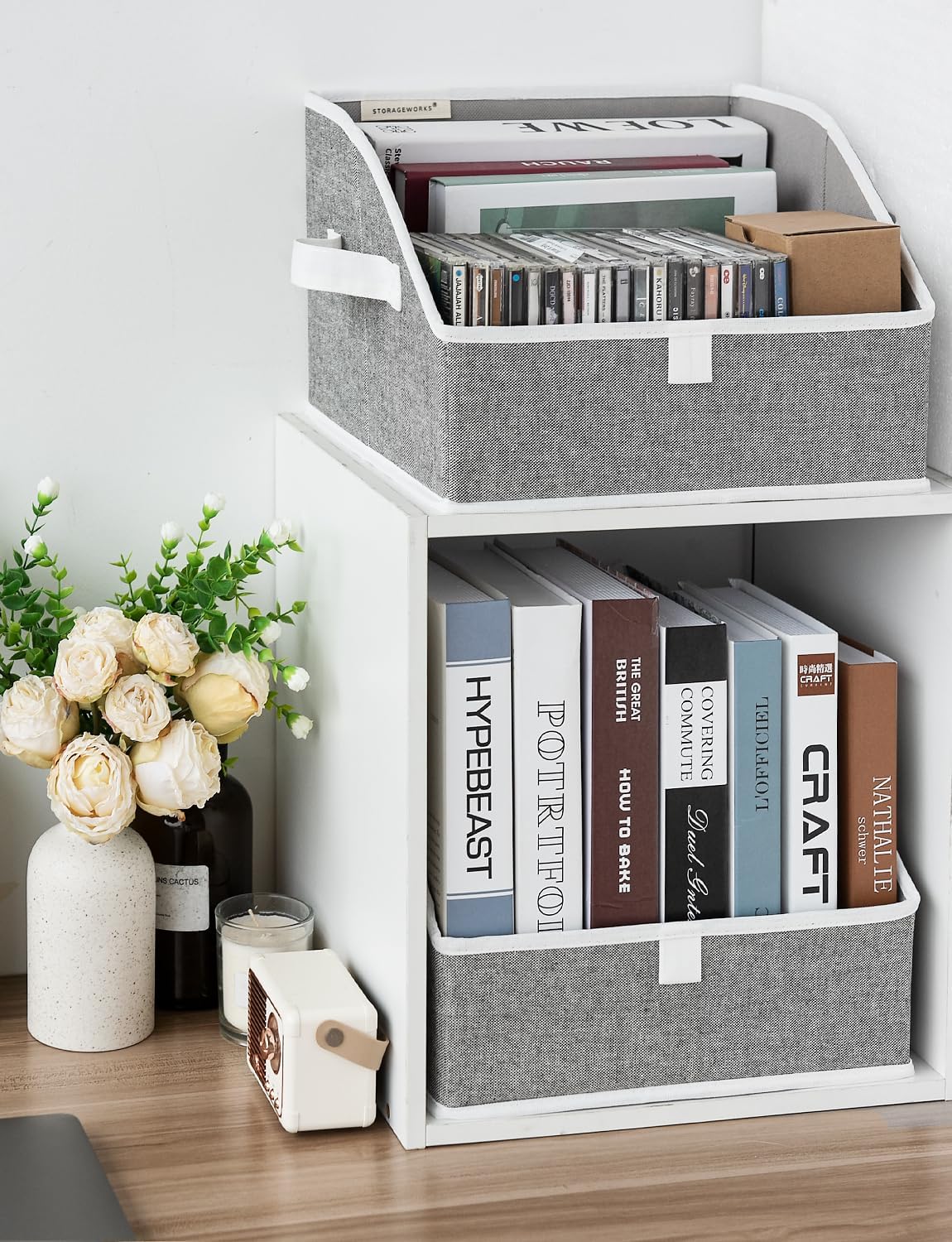 StorageWorks Closet Storage Bins, Trapezoid Organizer Box for Shelves, Fabric Clothes Bin, Foldable