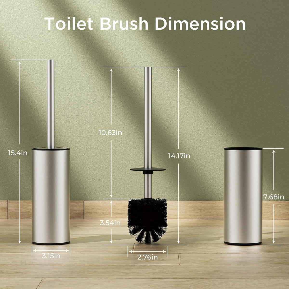 Toilet Brush and Holder Set, Toilet Bowl Brush with Heavy Duty 304 Stainless Steel Base and Extra