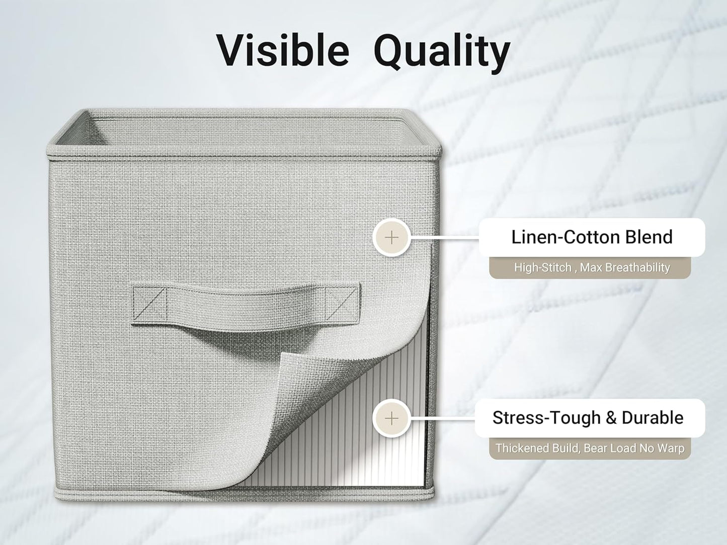 4 Pack Foldable Fabric Closet Storage Bins, 11Inch Organizer Cubes with Handles, Linen Storage