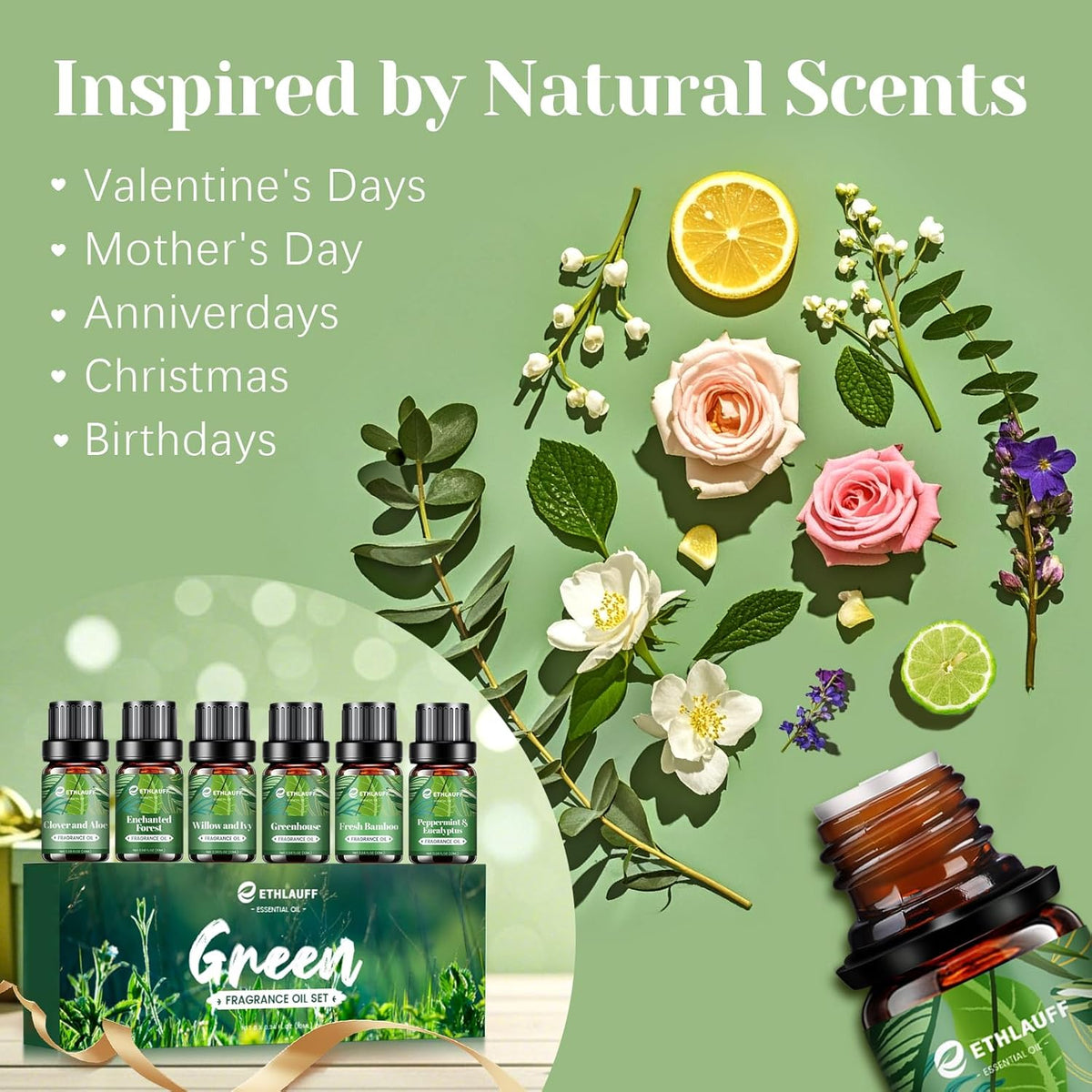 Fragrance Oils Set, Essential Oils for Diffuser for Home, Candle Sopa Making - Enchanted Forest