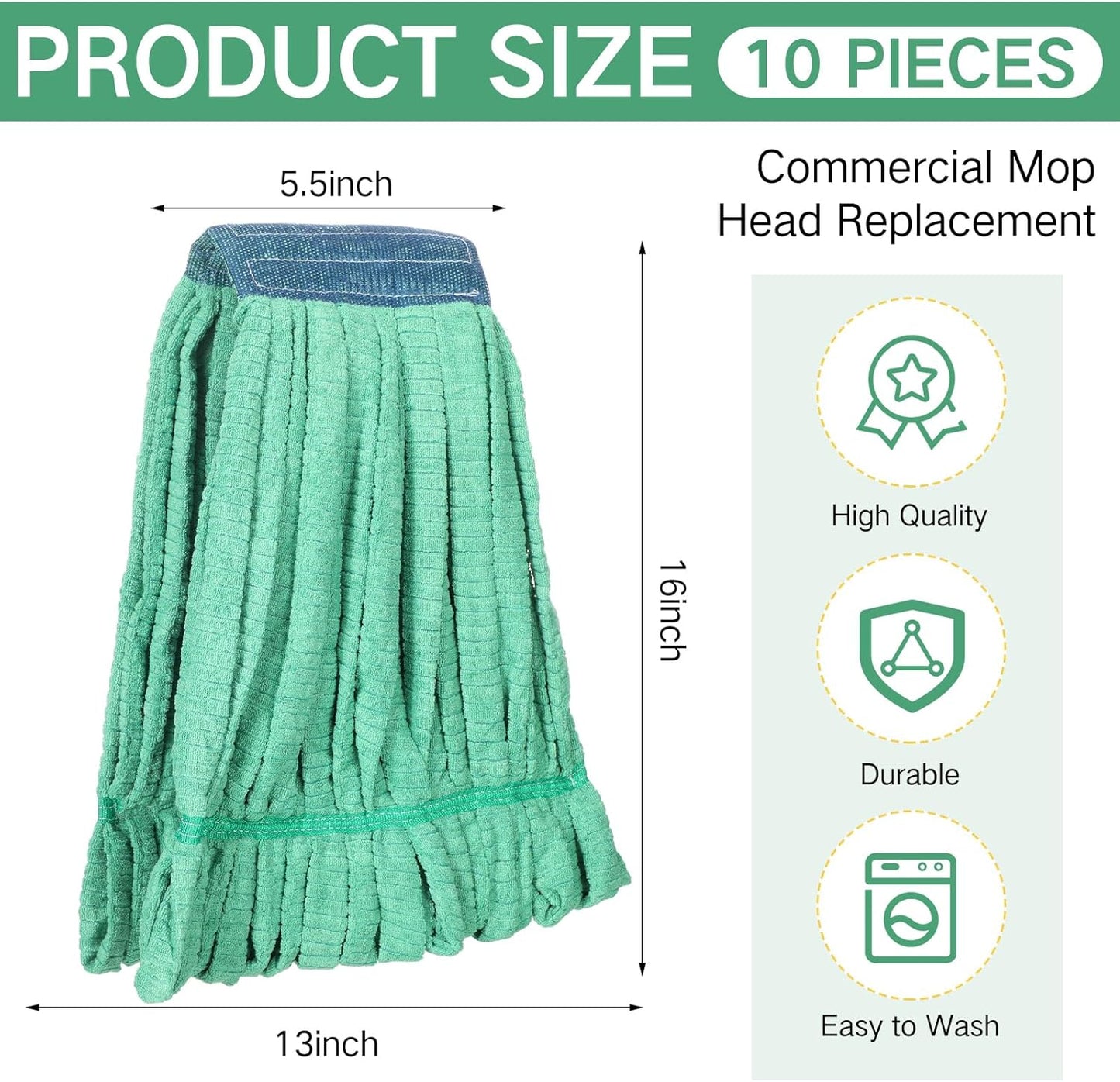 Lallisa 10 Pcs Commercial Mop Head Replacement Tube Microfiber Mop Heads for Floor Cleaning