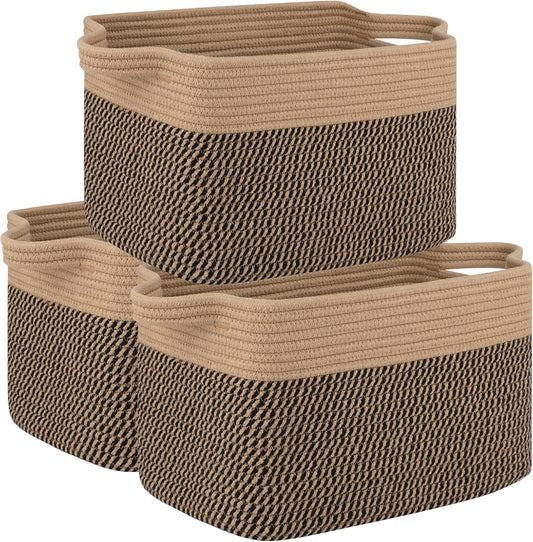 OIAHOMY 3 Pack Storage Basket for Organizing, 13''X9.85''X8.7'' Storage Bins,Woven Basket Basket
