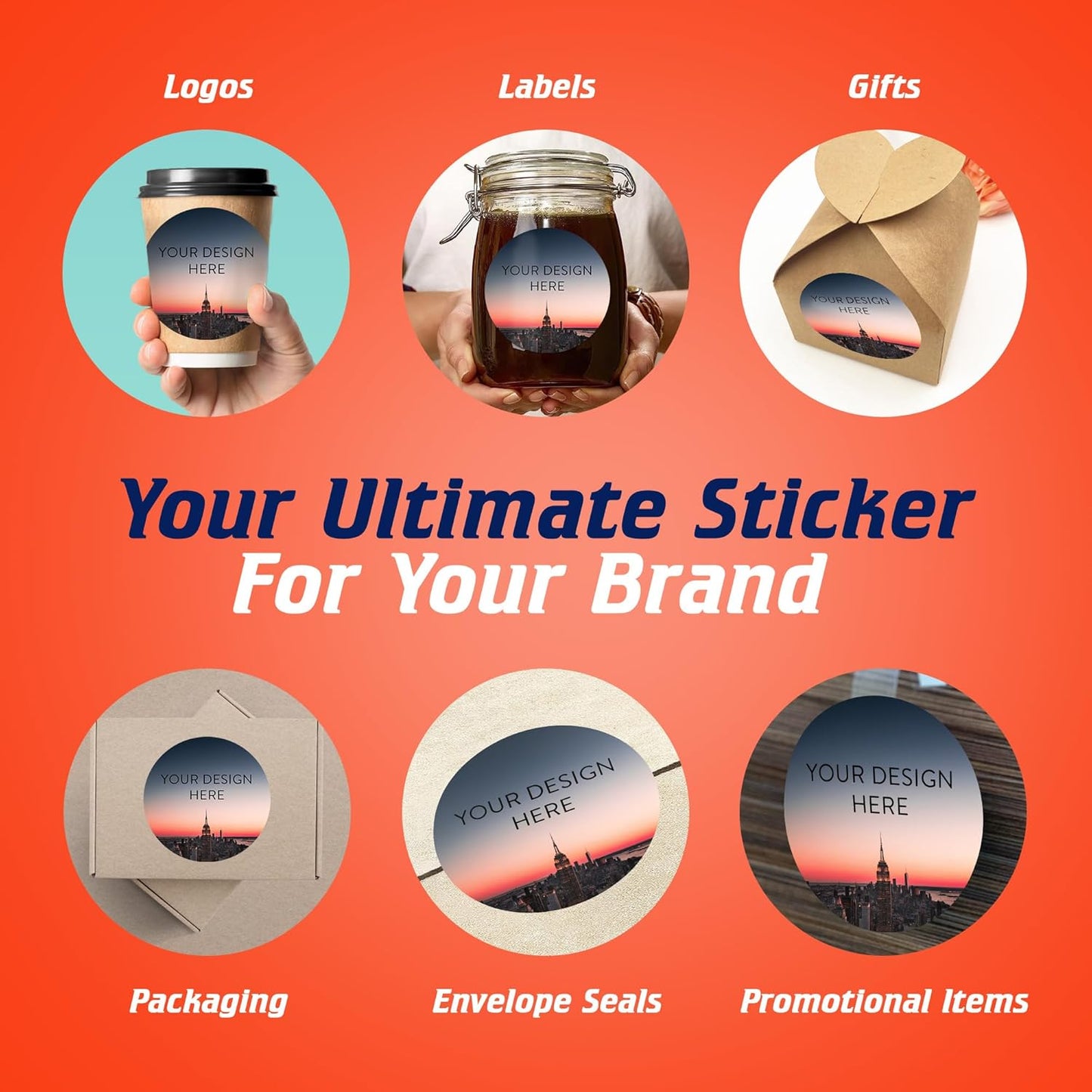 100 Custom Vinyl Stickers - Upload Your own Image, Text, Design, Logo - Personalized Logo Labels