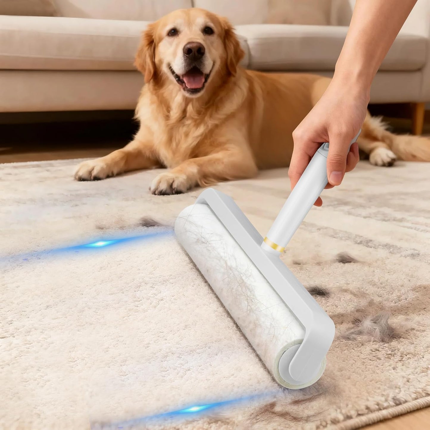 14.17" Extra-Wide Lint Roller Kit with 5 Refills & Dust Cover | Reusable Pet Hair Remover for