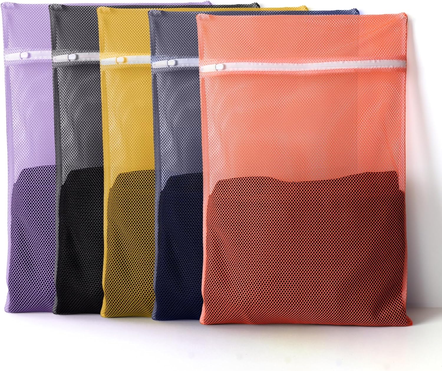 5Pcs Mesh Laundry Bags Sturdy for Delicates, Lingerie, Bras, Travel and Organize - 5 Color(14x20