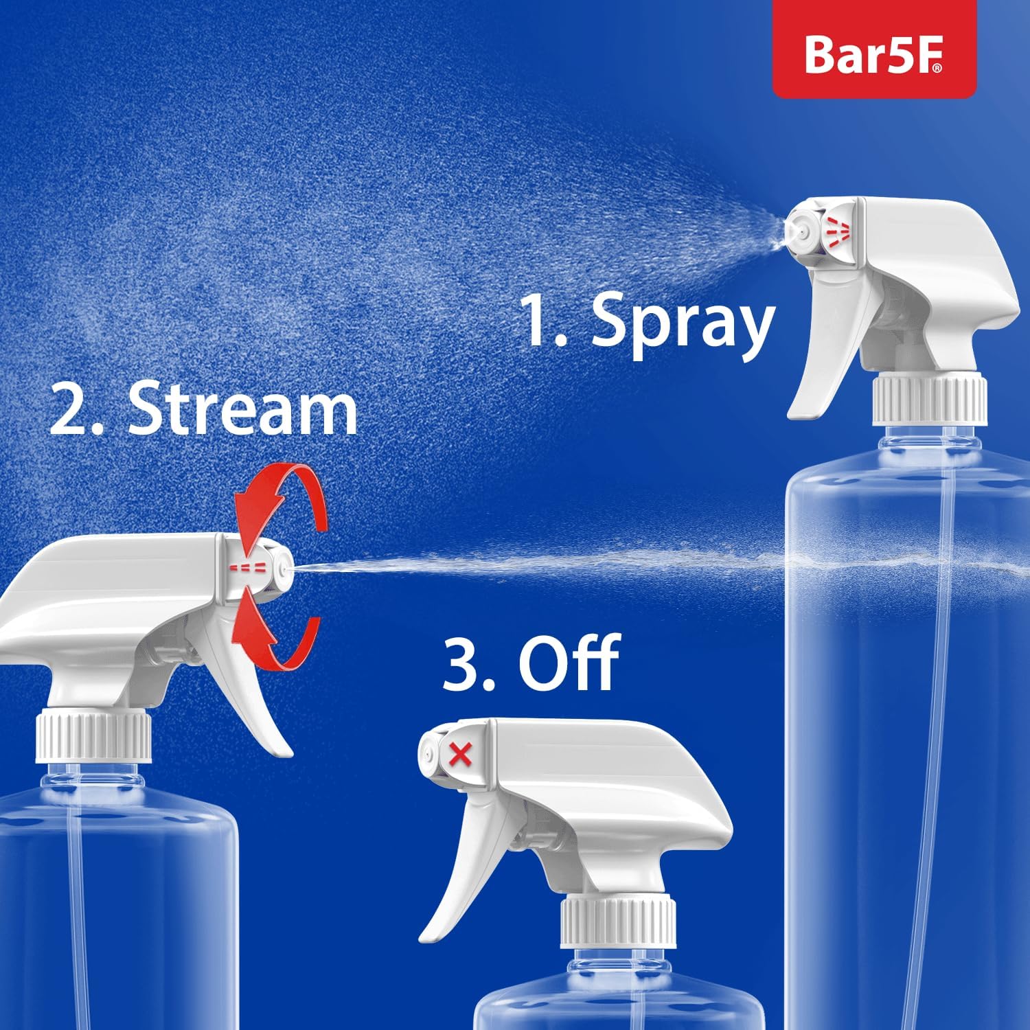 Bar5F Plastic Spray Bottles with Mixor Trigger, 32 oz | Professional, Leak Proof, Empty, Adjustable