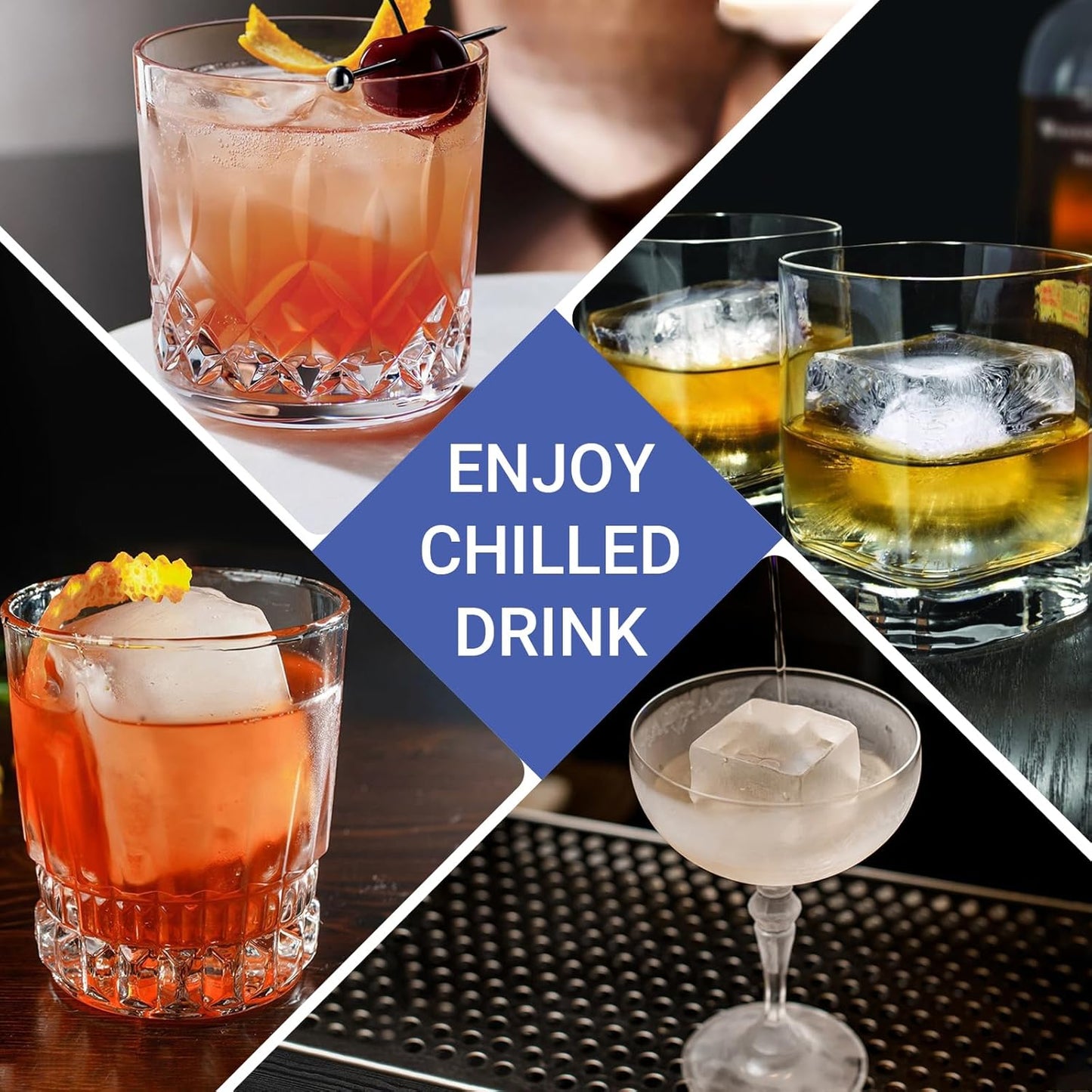 Large Ice Cube Trays for Whiskey: GGOW Big Silicone Ice Cube Trays 2Inch - Huge Square Ice Cubed