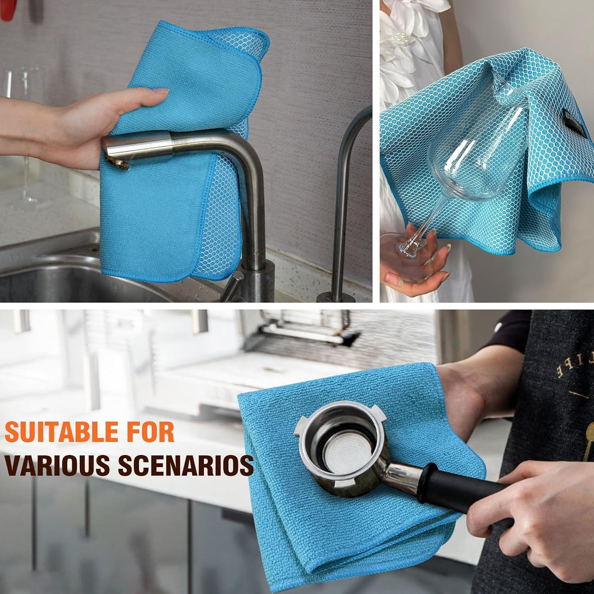 KinHwa Kitchen Washcloths for Dishes Absorbent Microfiber Dish Cloths Quick Dry Dish Rags with Poly