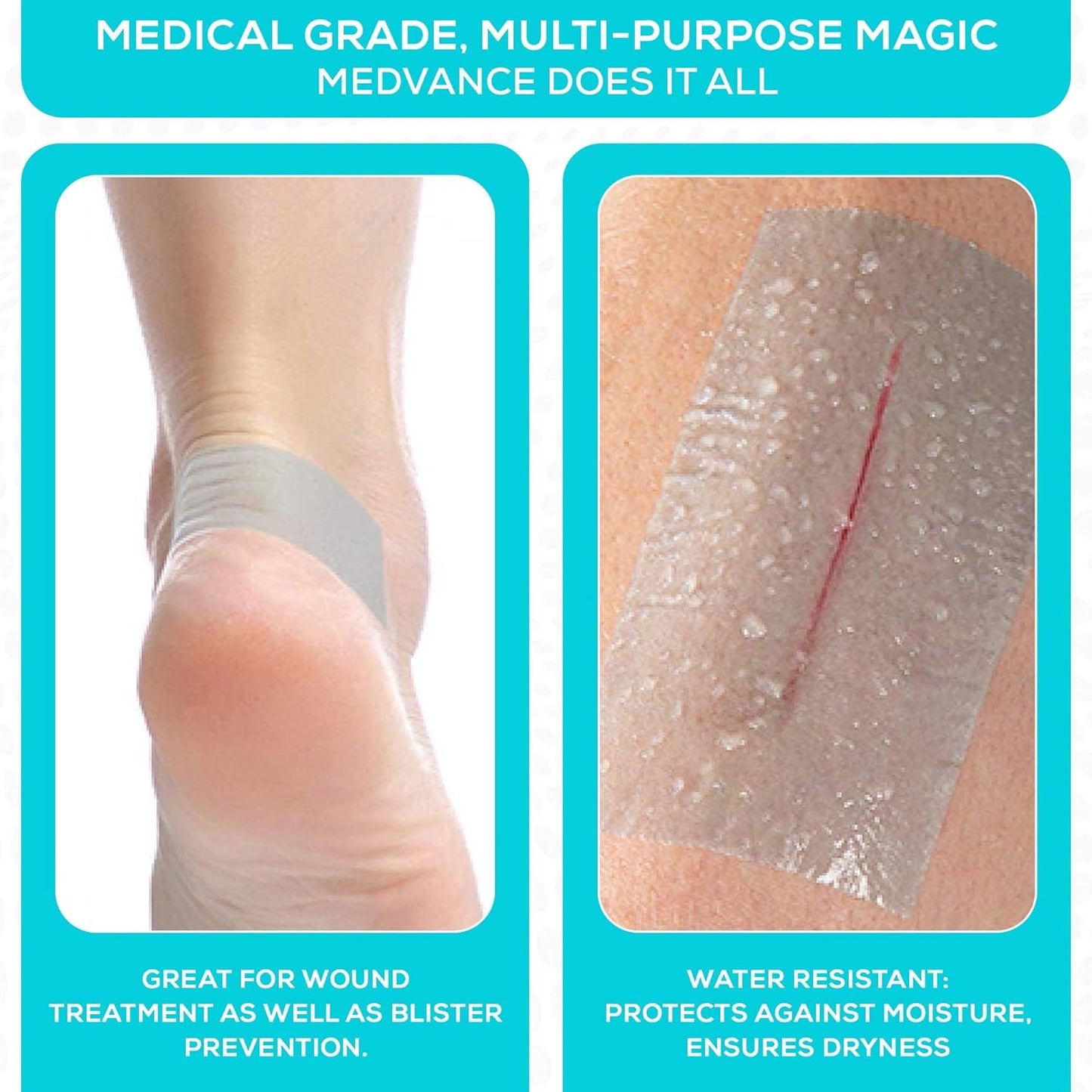 Medvance Cuttable Soft Silicone Tape - Waterproof Breathable Tape for All Skin Types - Easy Apply