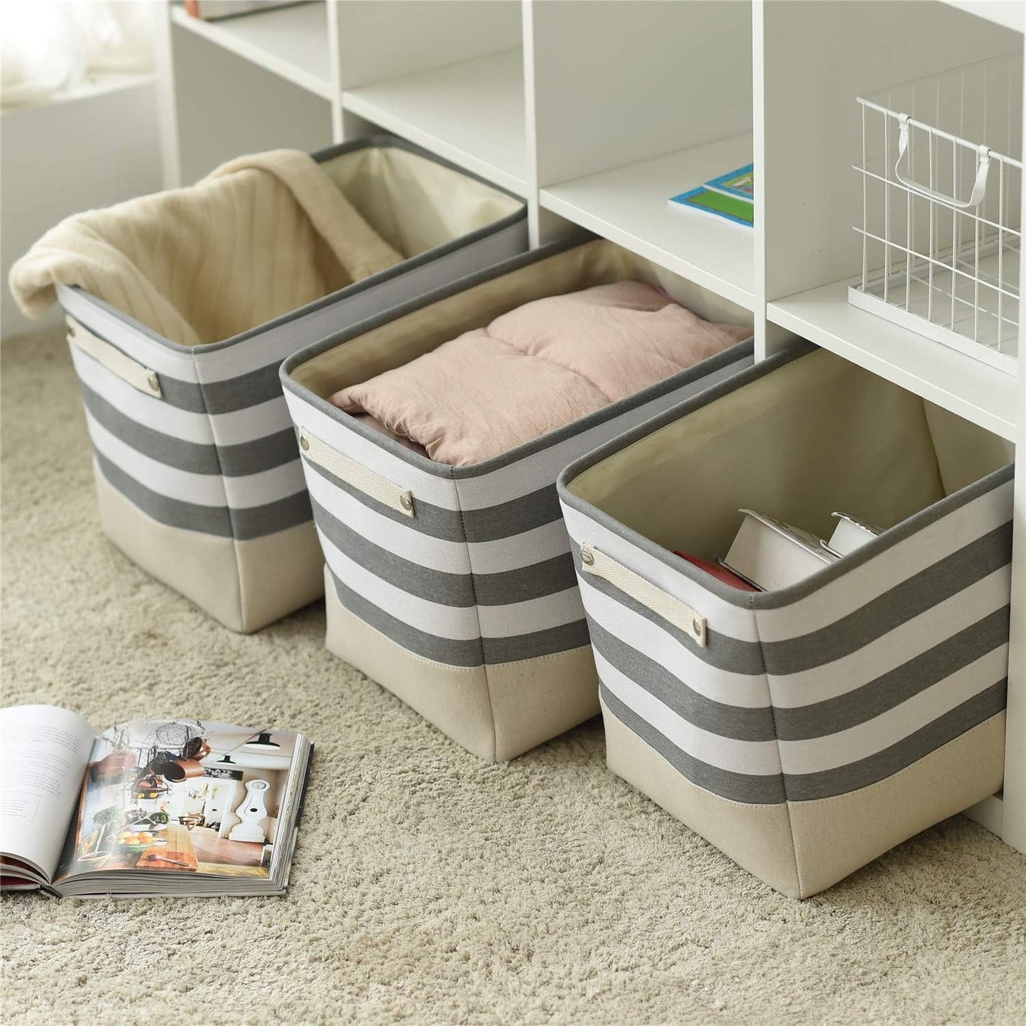 TheWarmHome Extra Large Cube Storage Bins Baskets for Organizing, Sturdy Fabric Storage Basket Cube
