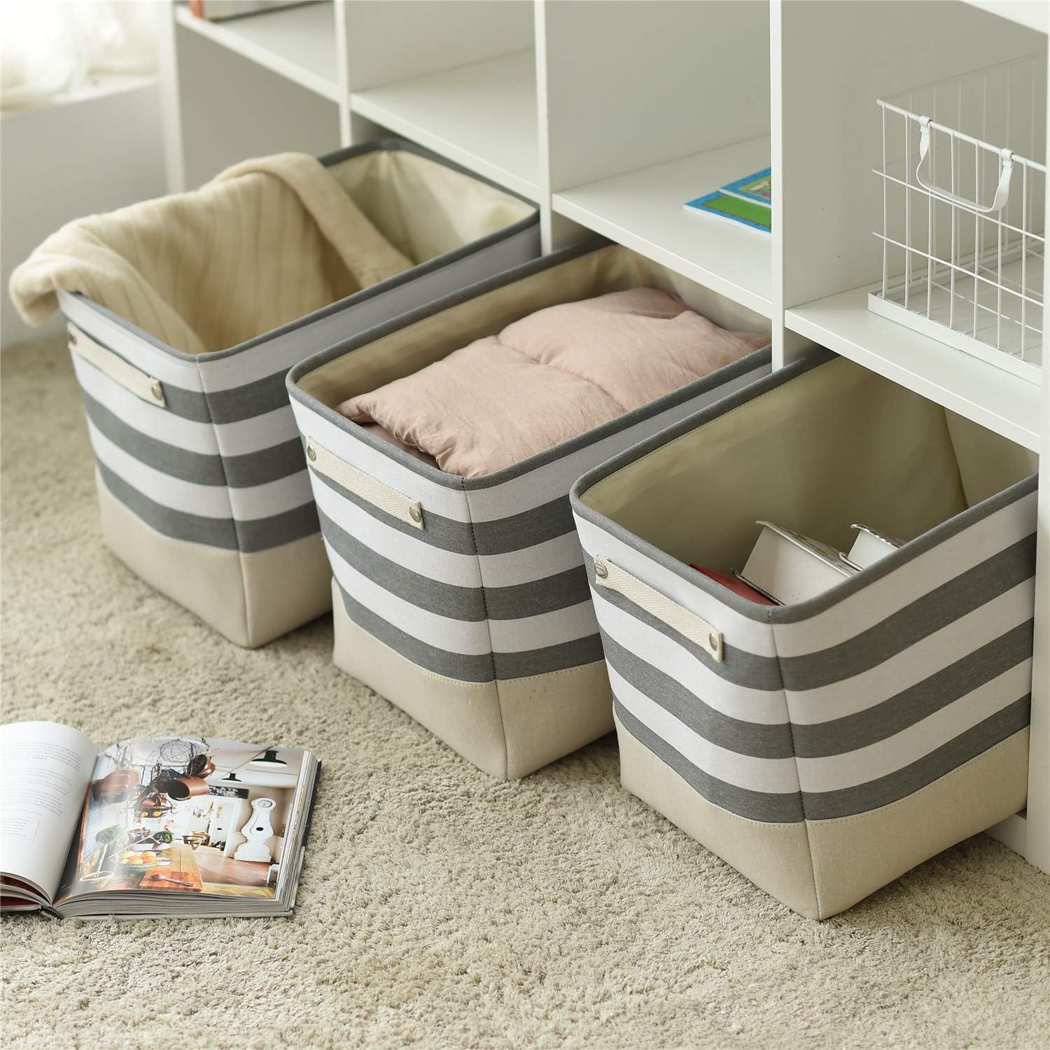 TheWarmHome Extra Large Cube Storage Bins Baskets for Organizing, Sturdy Fabric Storage Basket Cube