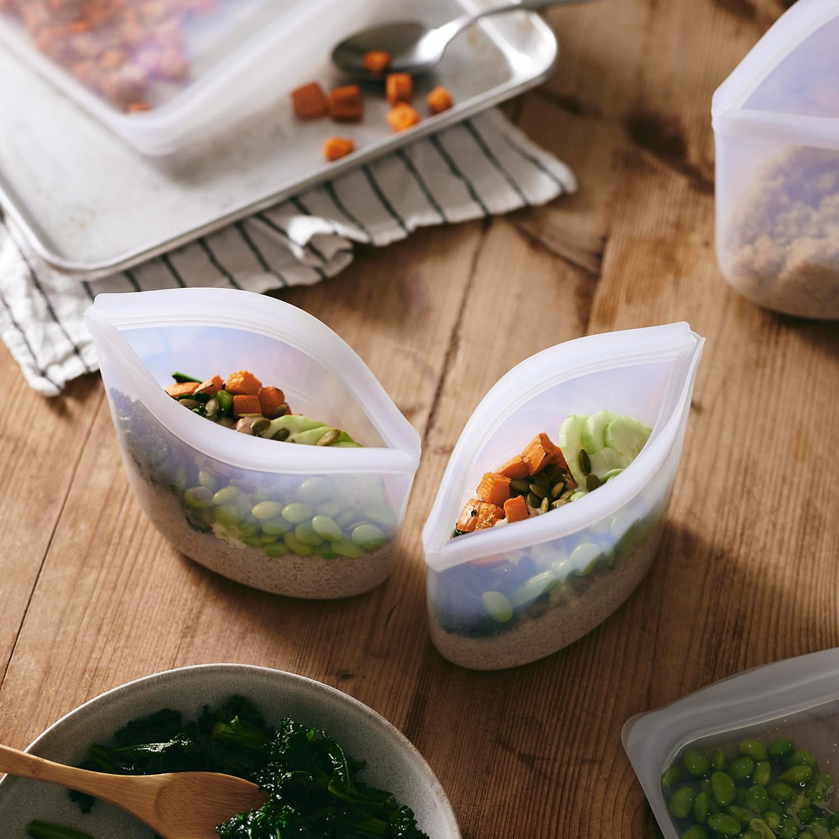 Stasher Premium Silicone Reusable Food Storage Bowl, 2-Cup, Clear, Microwave, Sous Vide