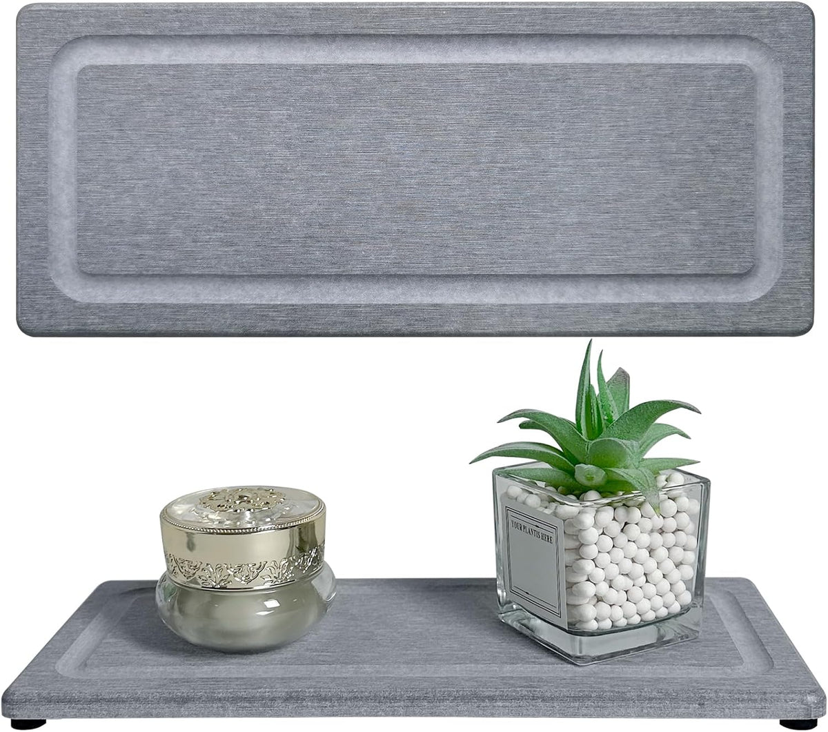 2 PCS Water Absorbing Stone Trays for Bathroom Sink & Kitchen Counter, Fast-Drying Diatomite Sink