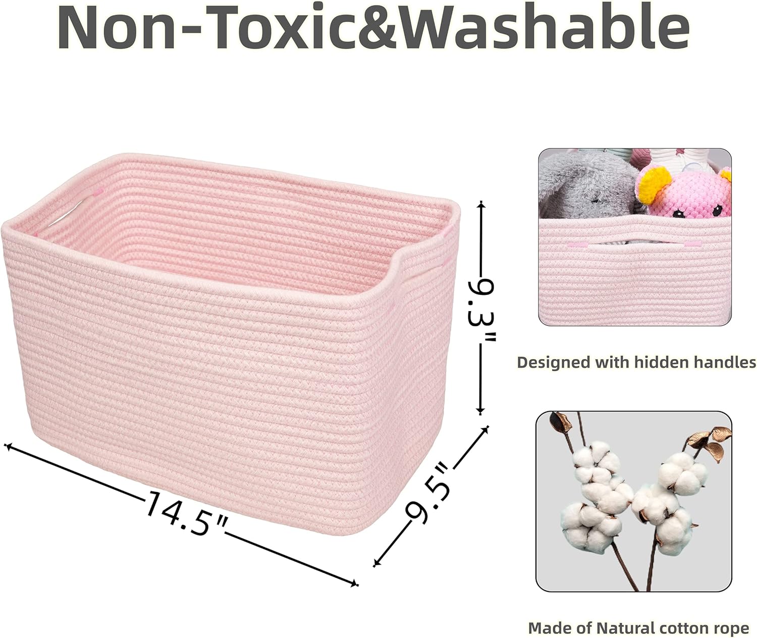 Cotton Rope storage Basket Bins Woven Basket for Organizing Shelves Rectangle Decorative Baskets